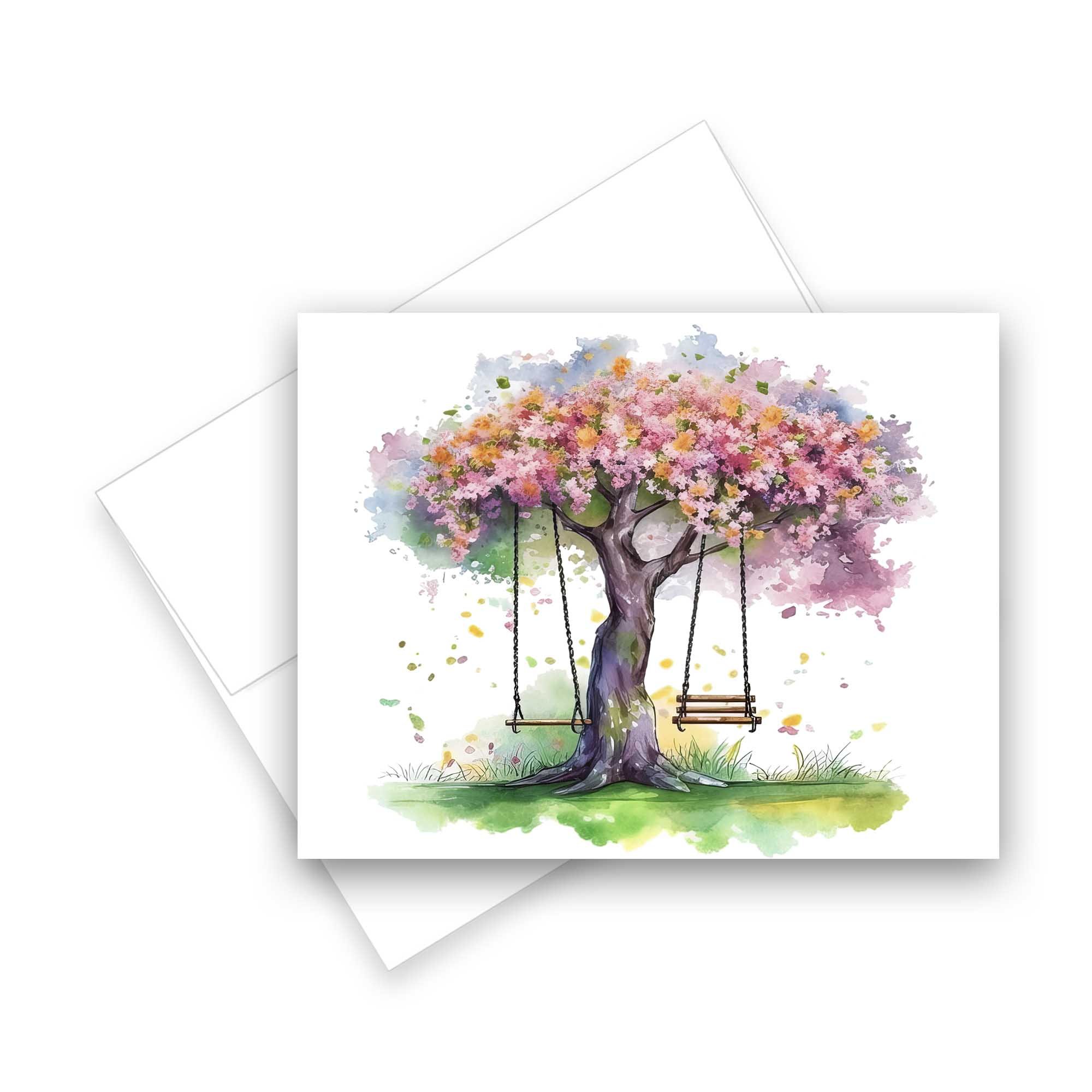 Spring tree greeting cards, assorted card set, blank cards with envelopes, all occasion note cards, thank you cards assorted set
