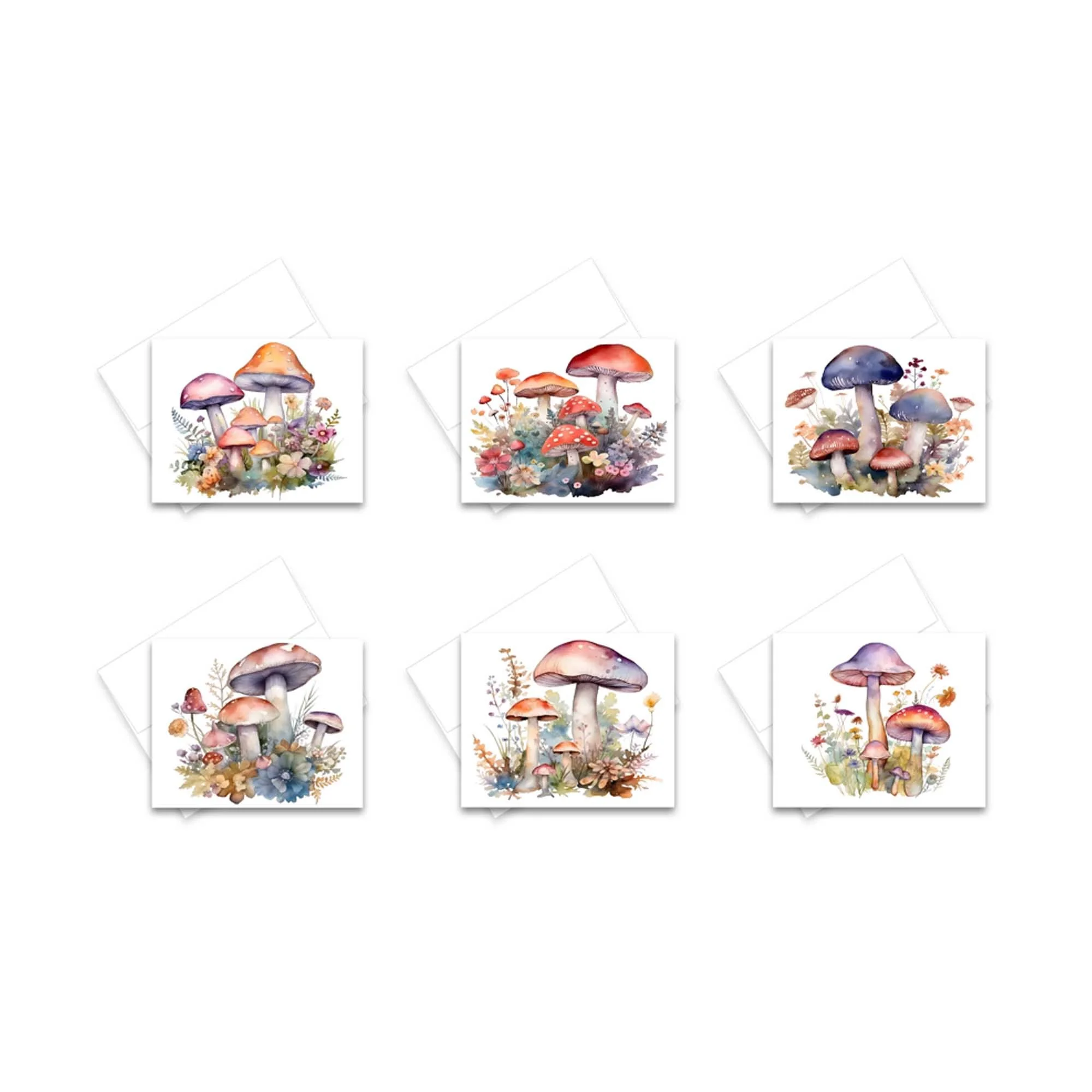 Assorted greeting cards all occasion, mushroom stationery, mushroom stationary set, blank watercolor cards with envelopes, note cards with envelopes blank inside, watercolor cards with envelopes