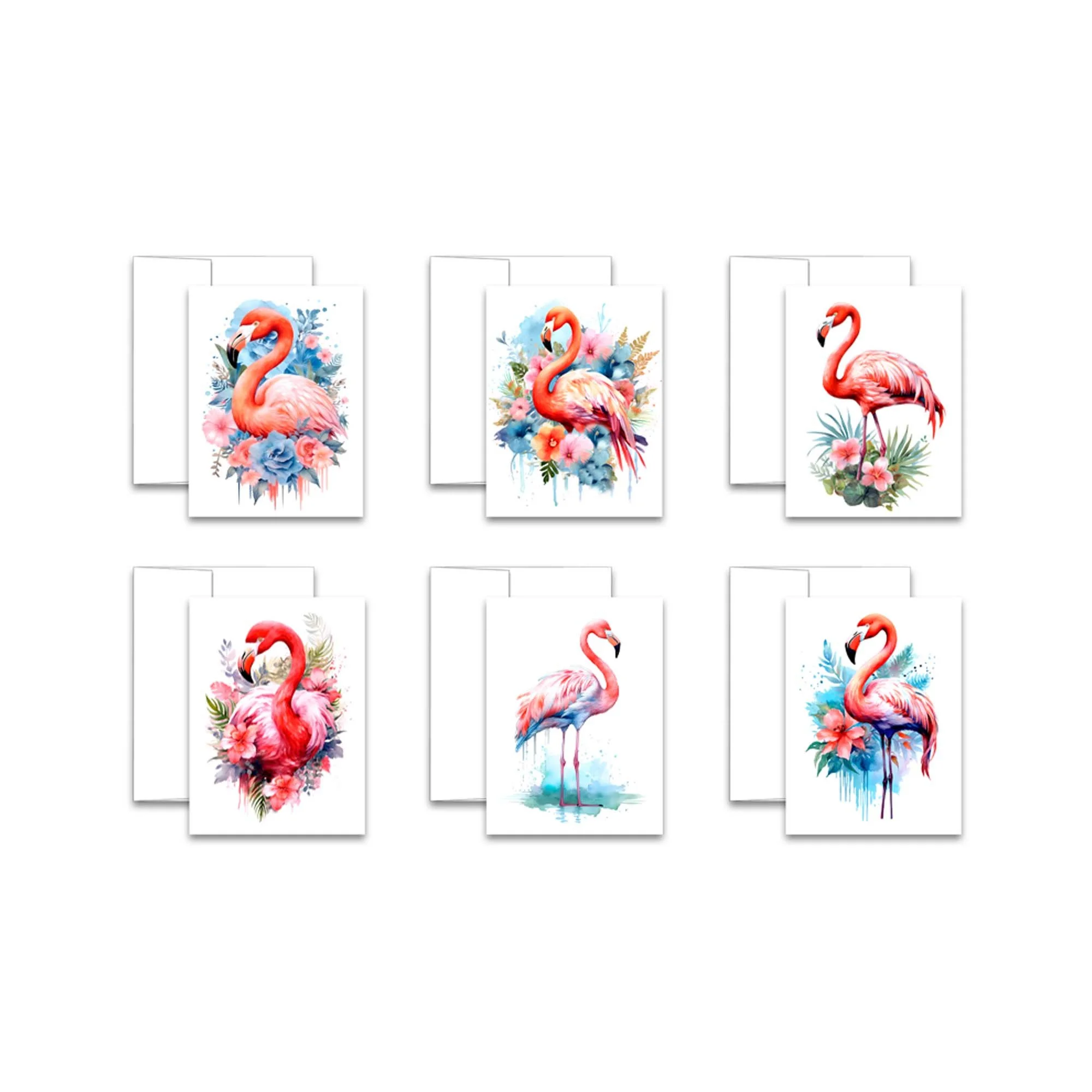 Flamingo note cards, pink flamingo bird cards, notecards birds, bird greeting cards, blank notecards with envelopes