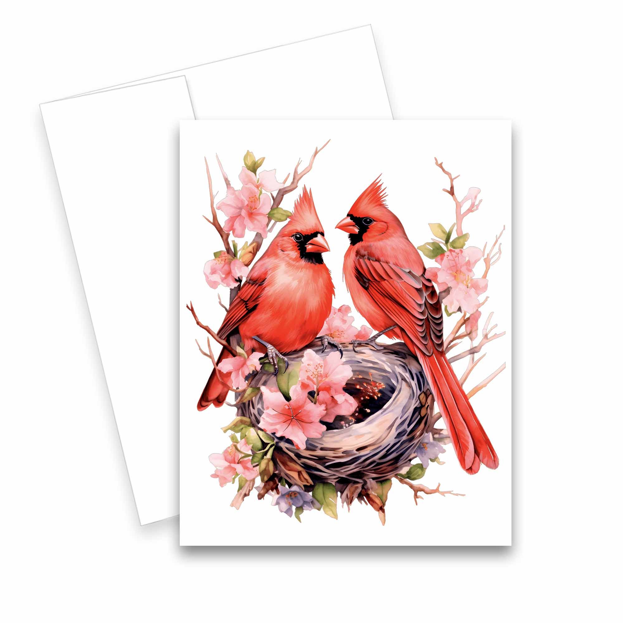 red cardinal note cards, bird note cards, notecards birds, bird greeting cards, Blank Art note cards with envelopes, Watercolor Cards with Envelopes