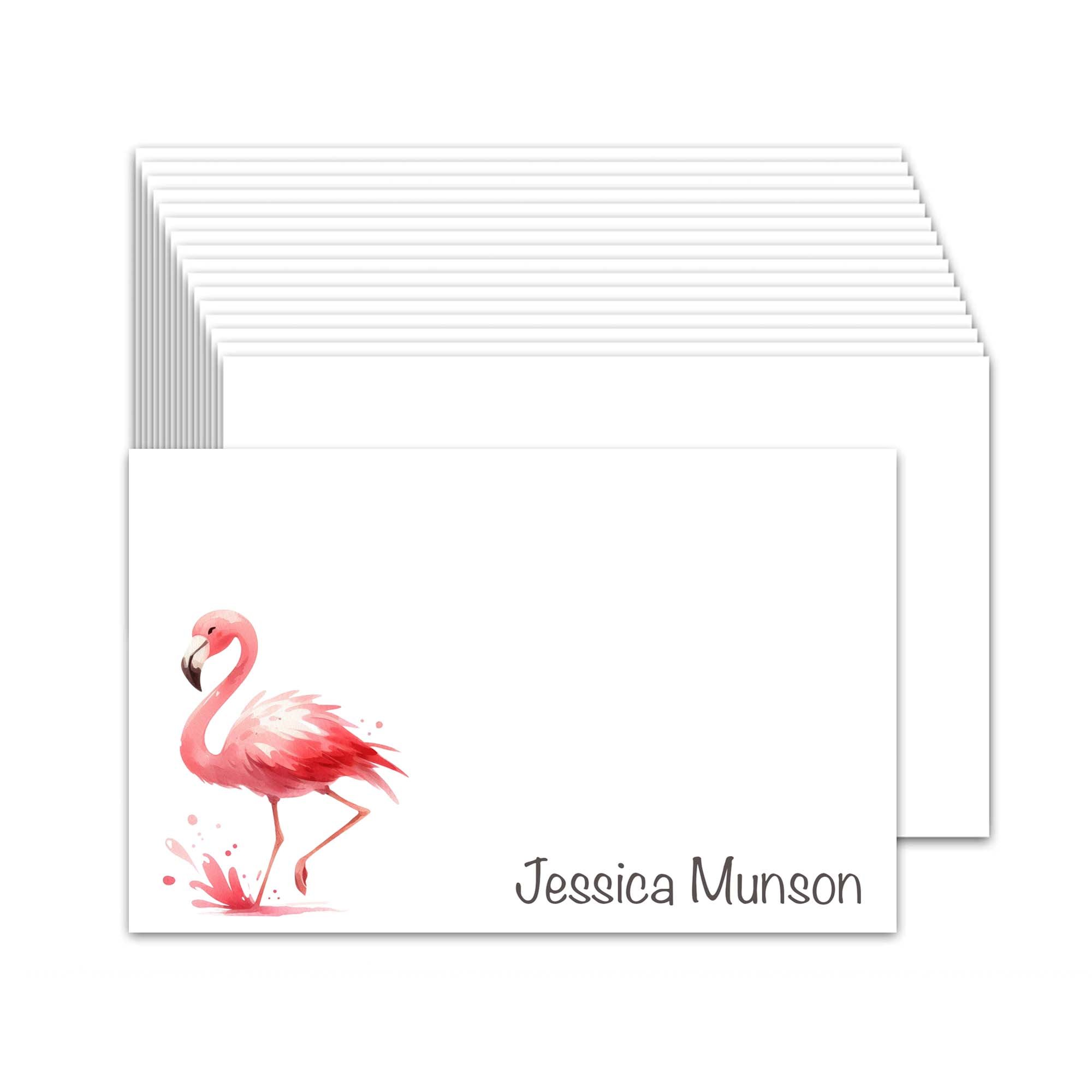 Flamingo note cards, pink flamingo bird cards, notecards birds, bird greeting cards, blank notecards with envelopes