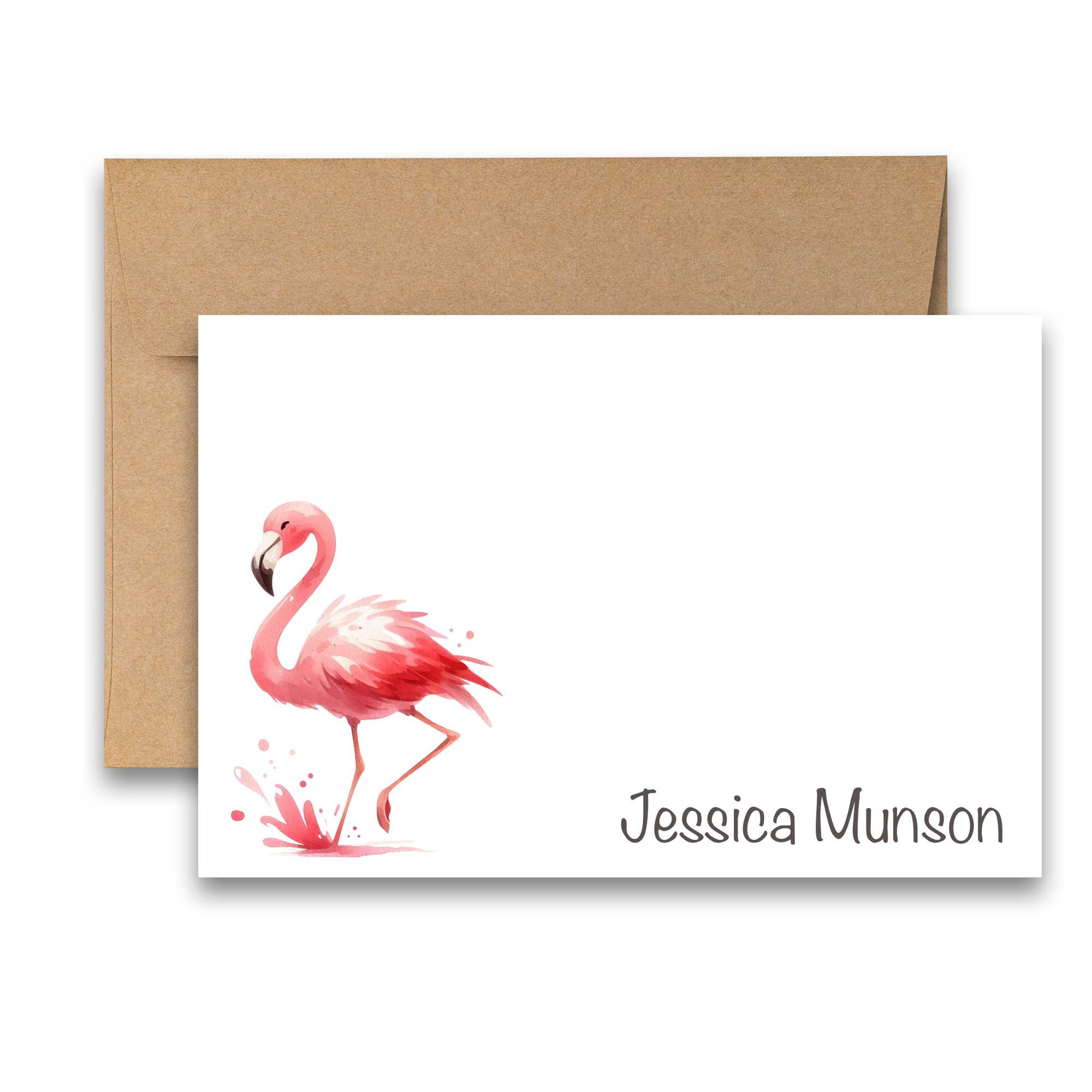 Flamingo note cards, pink flamingo bird cards, notecards birds, bird greeting cards, blank notecards with envelopes