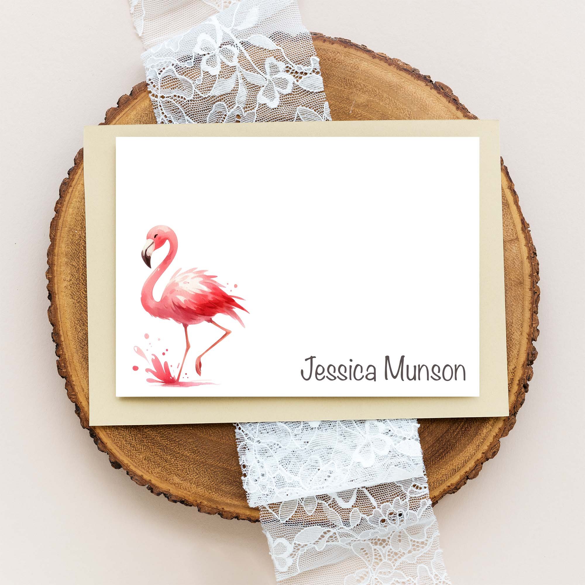 Flamingo note cards, pink flamingo bird cards, notecards birds, bird greeting cards, blank notecards with envelopes