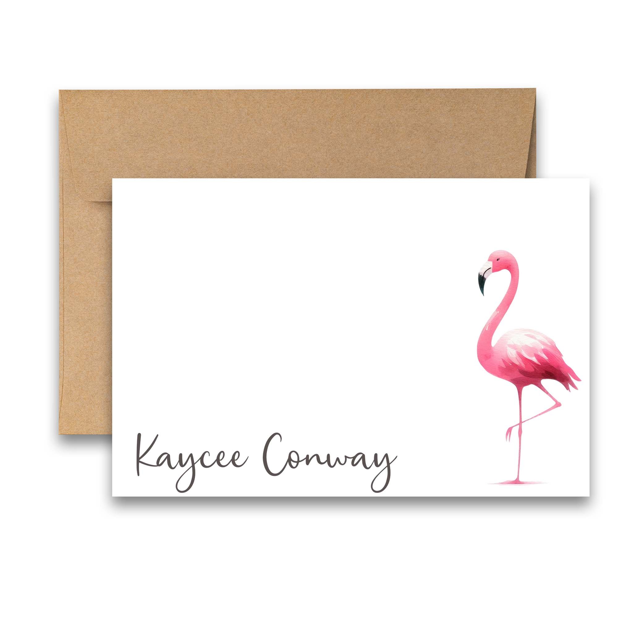Flamingo note cards, pink flamingo bird cards, notecards birds, bird greeting cards, blank notecards with envelopes