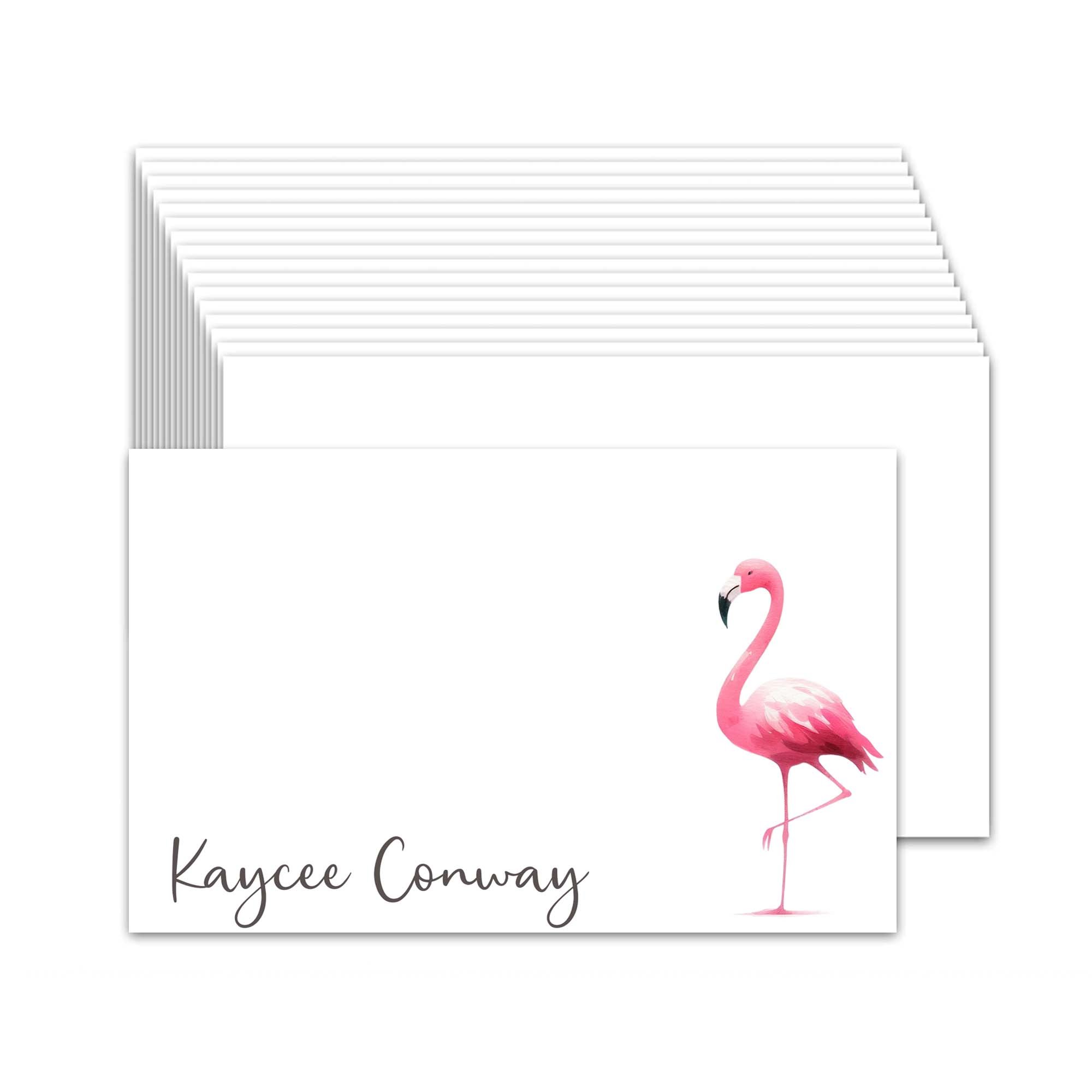 Flamingo note cards, pink flamingo bird cards, notecards birds, bird greeting cards, blank notecards with envelopes