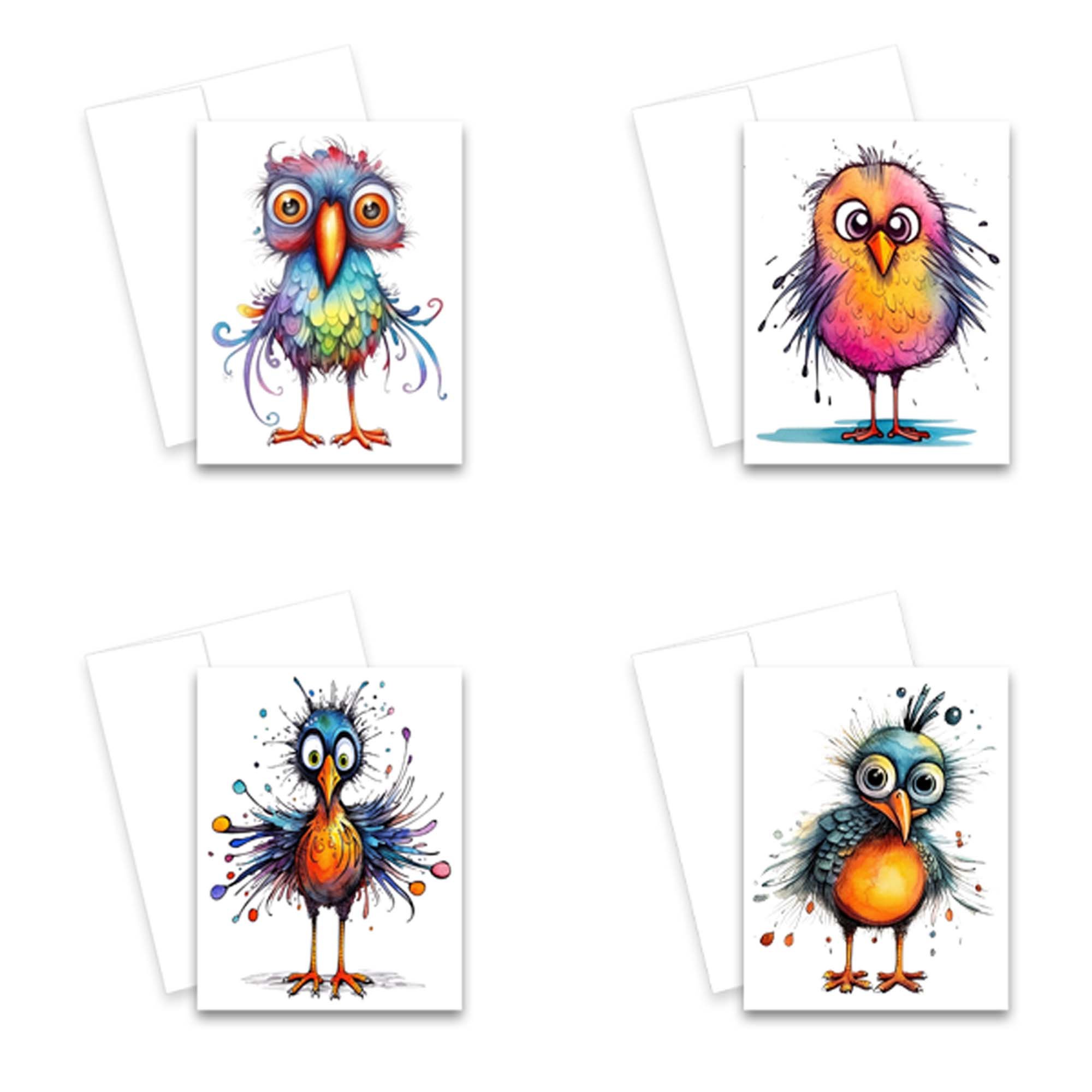 bird note cards, funny bird cards, notecards birds, bird greeting cards, blank notecards with envelopes, flat notecards