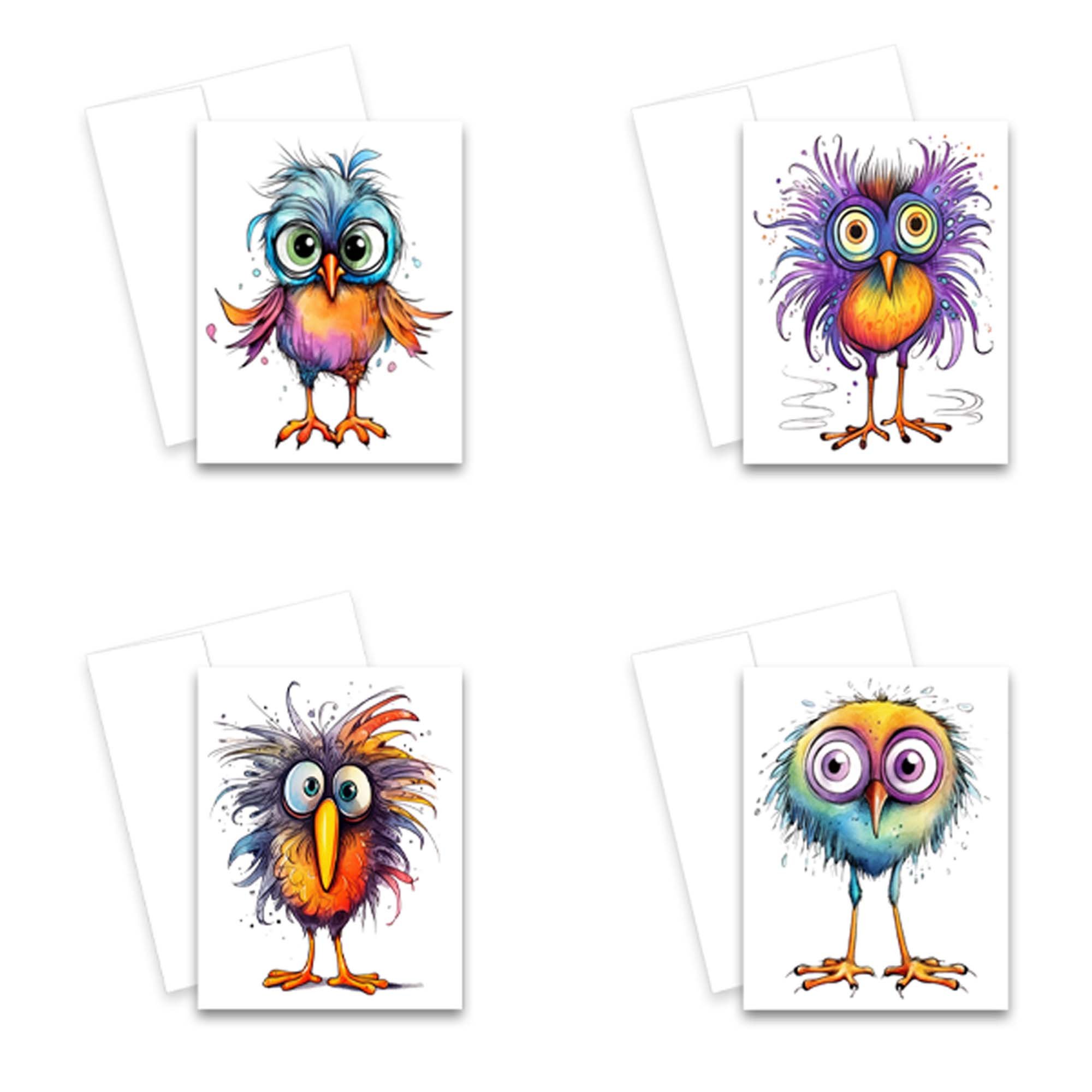 bird note cards, funny bird cards, notecards birds, bird greeting cards, blank notecards with envelopes, flat notecards