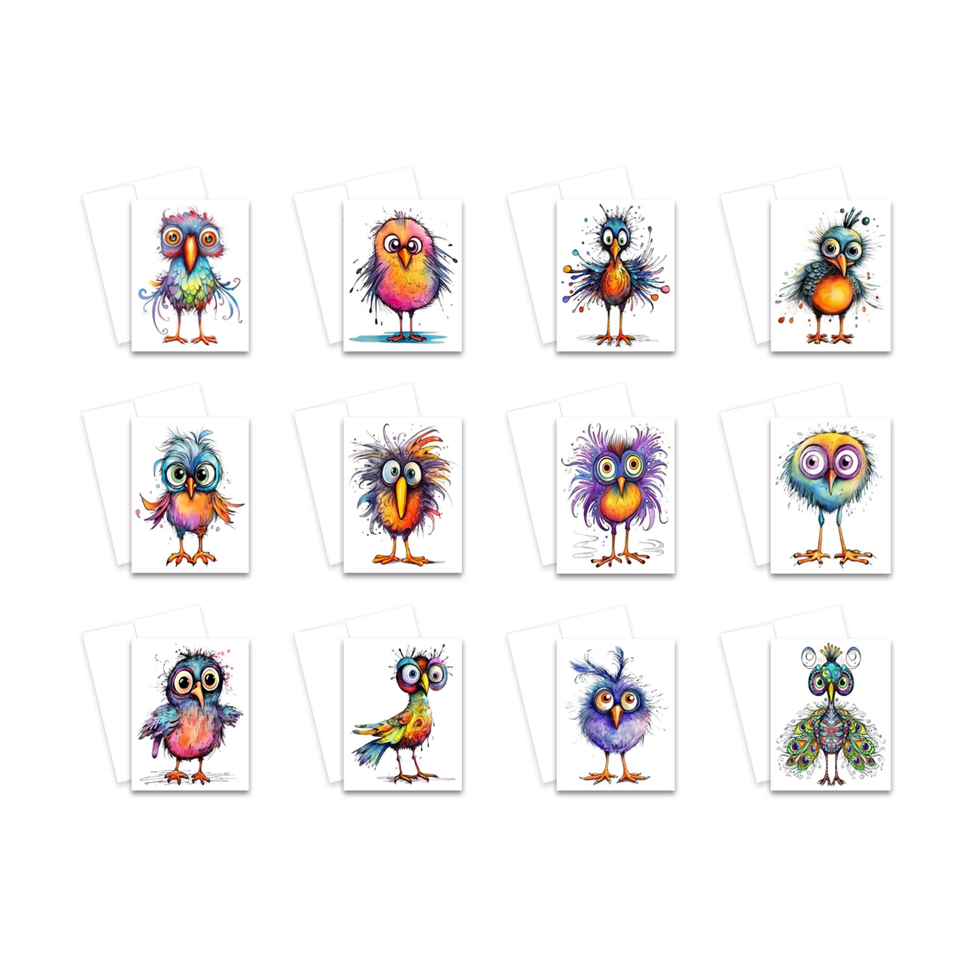 bird note cards, funny bird cards, notecards birds, bird greeting cards, blank notecards with envelopes, flat notecards