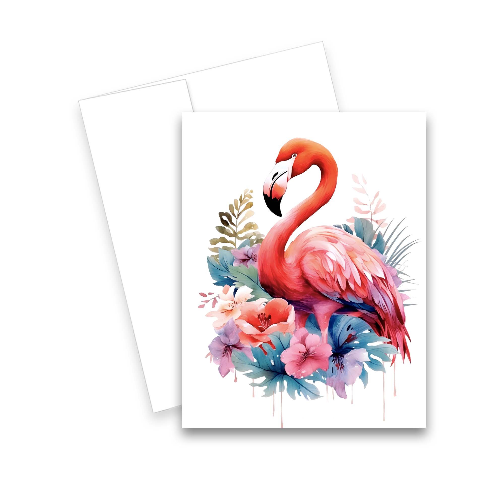 Flamingo note cards, pink flamingo bird cards, notecards birds, bird greeting cards, blank notecards with envelopes