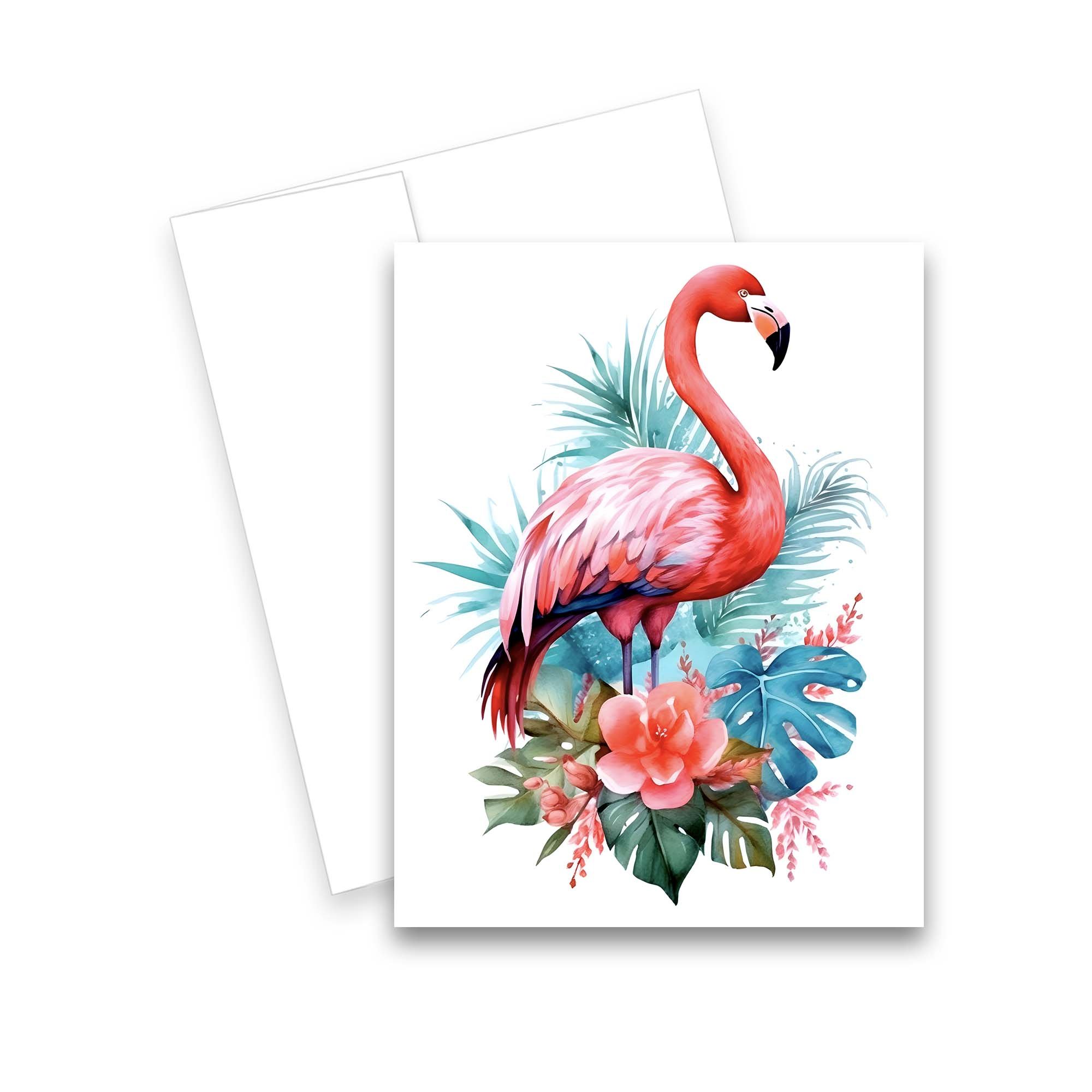 Flamingo note cards, pink flamingo bird cards, notecards birds, bird greeting cards, blank notecards with envelopes