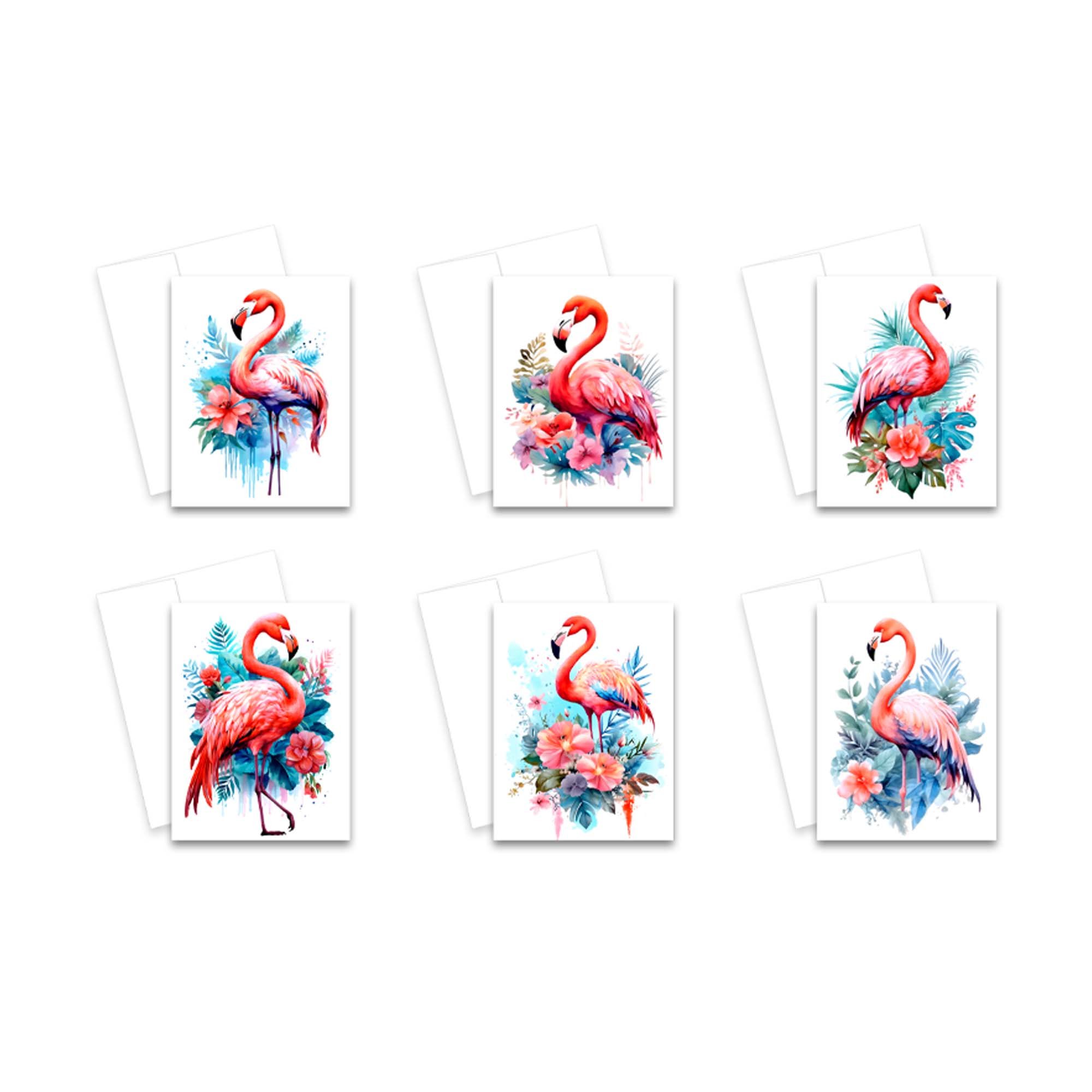 Flamingo note cards, pink flamingo bird cards, notecards birds, bird greeting cards, blank notecards with envelopes