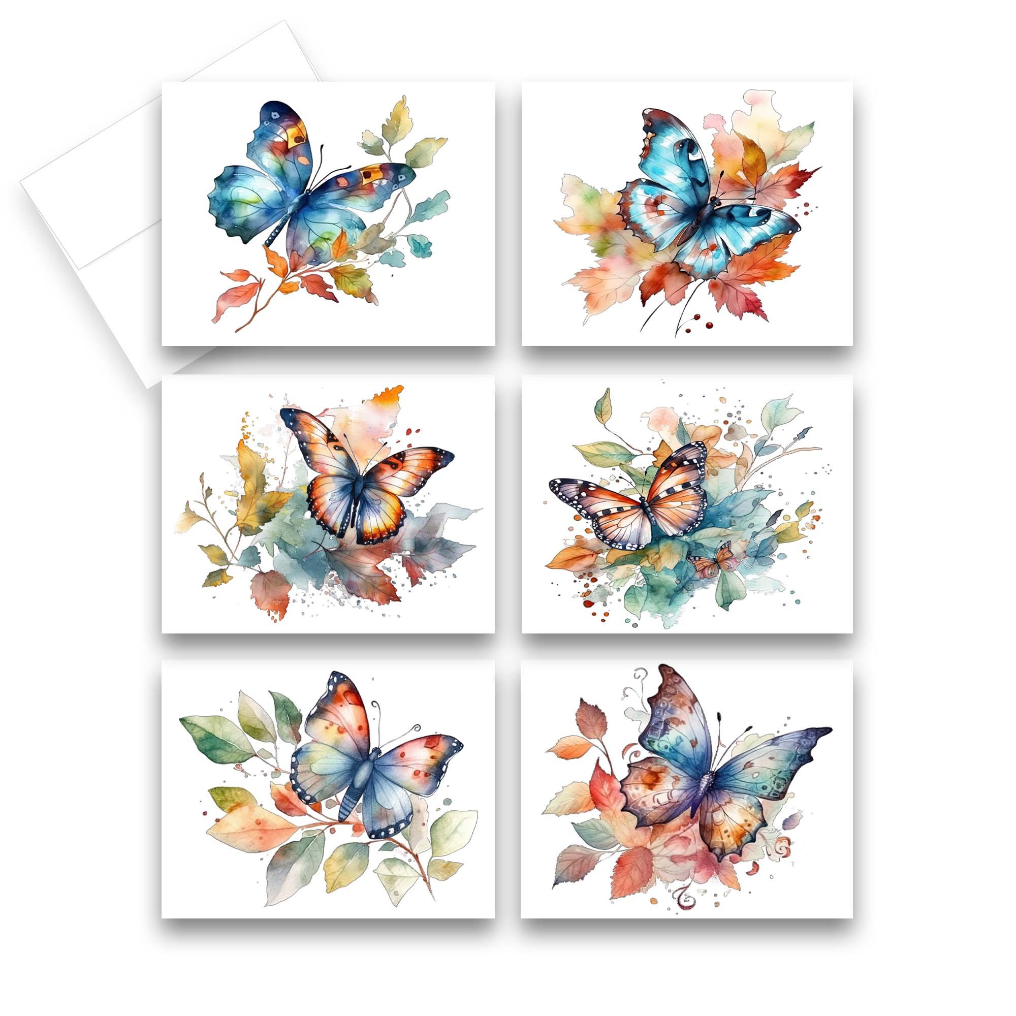butterfly note cards, butterfly stationery, butterfly cards blank inside, all occasion cards, watercolor thank you cards, greeting card assortment