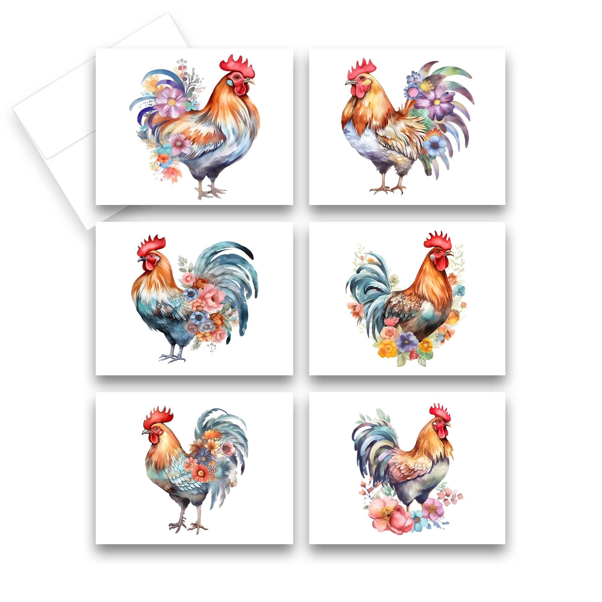 Chicken note cards, farm animal cards, notecards birds, bird greeting cards, blank notecards with envelopes