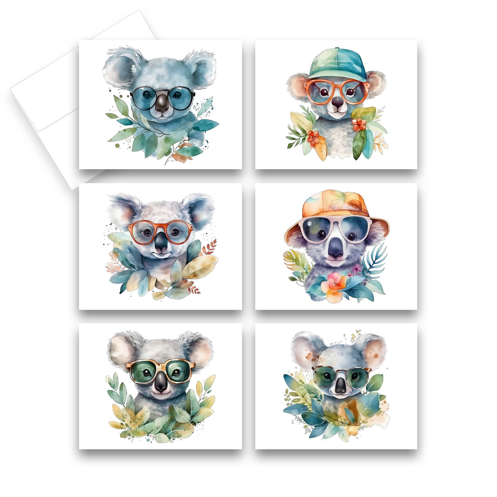 Koala Cards, Animal greeting cards, greeting cards assortment animals, funny animal notecards, cute animal note cards, blank cards