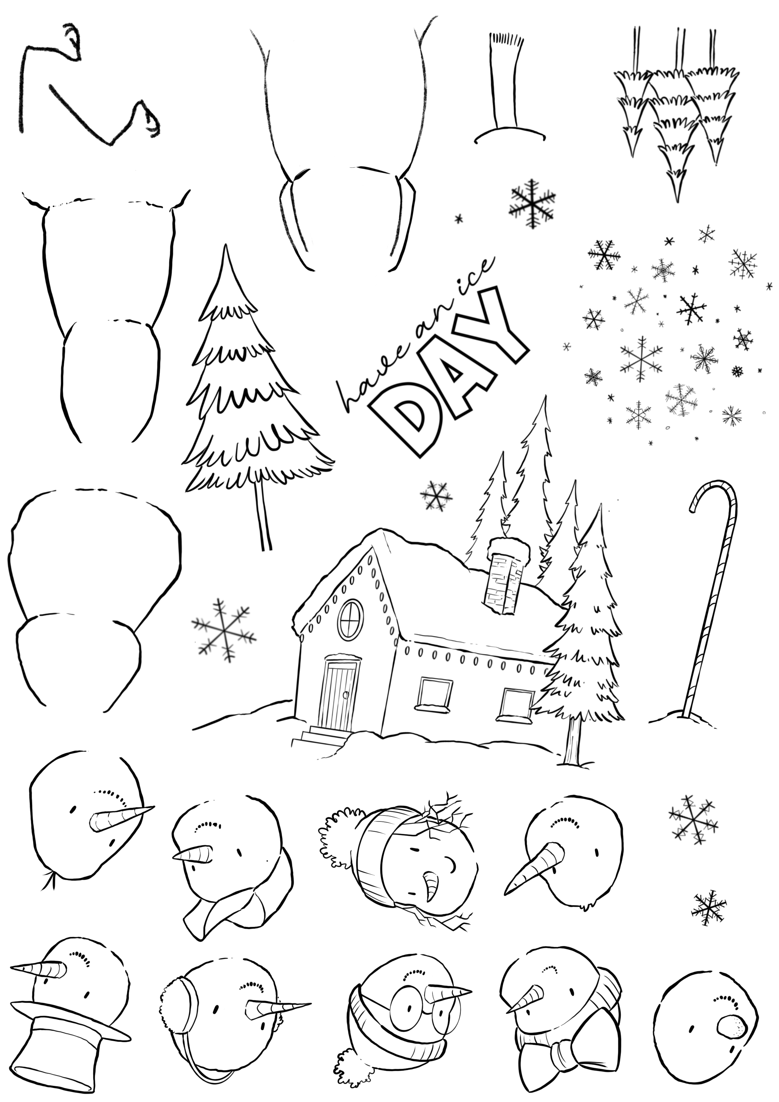 Snow people Line art .png