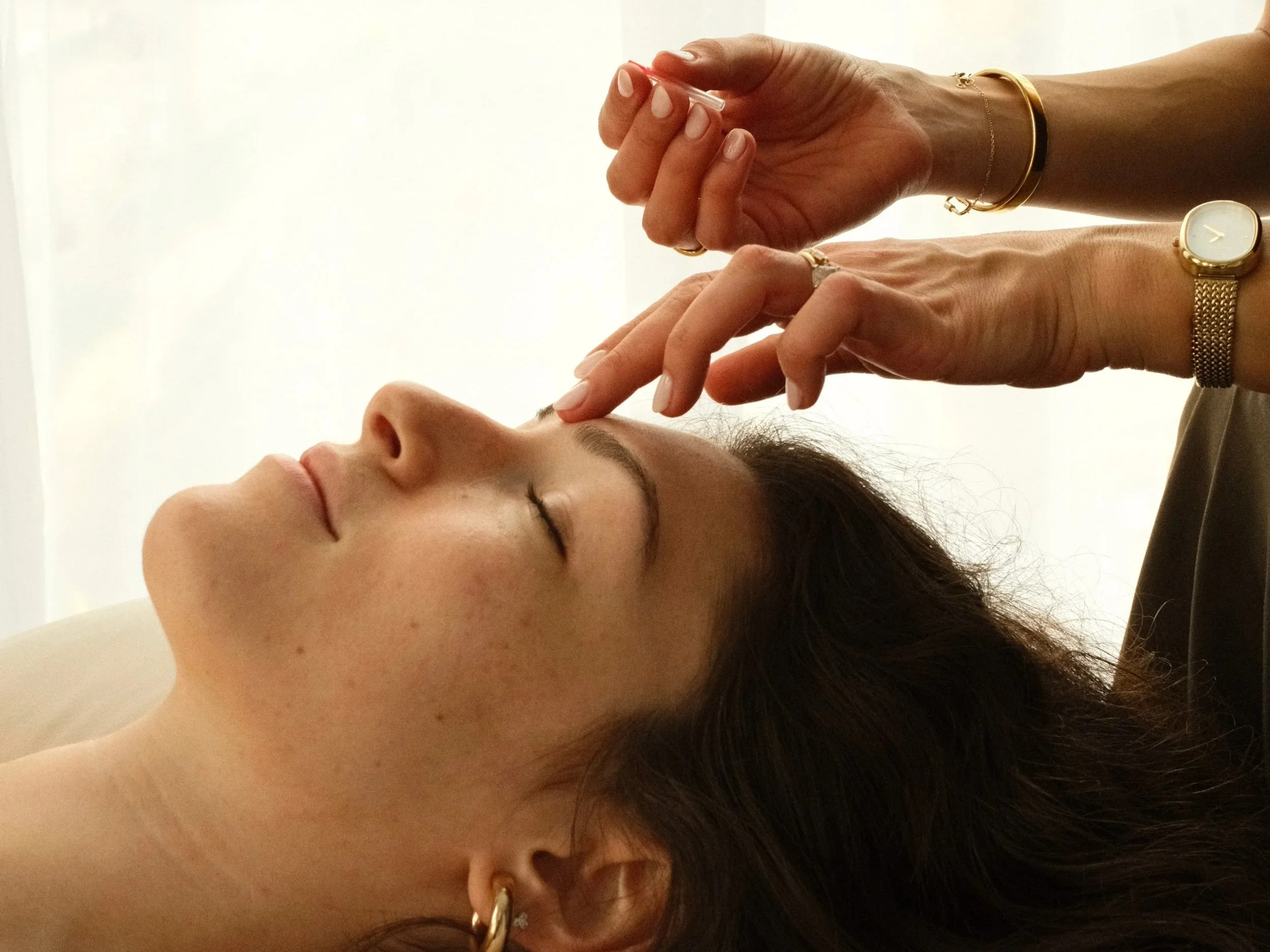 calming touch with light background