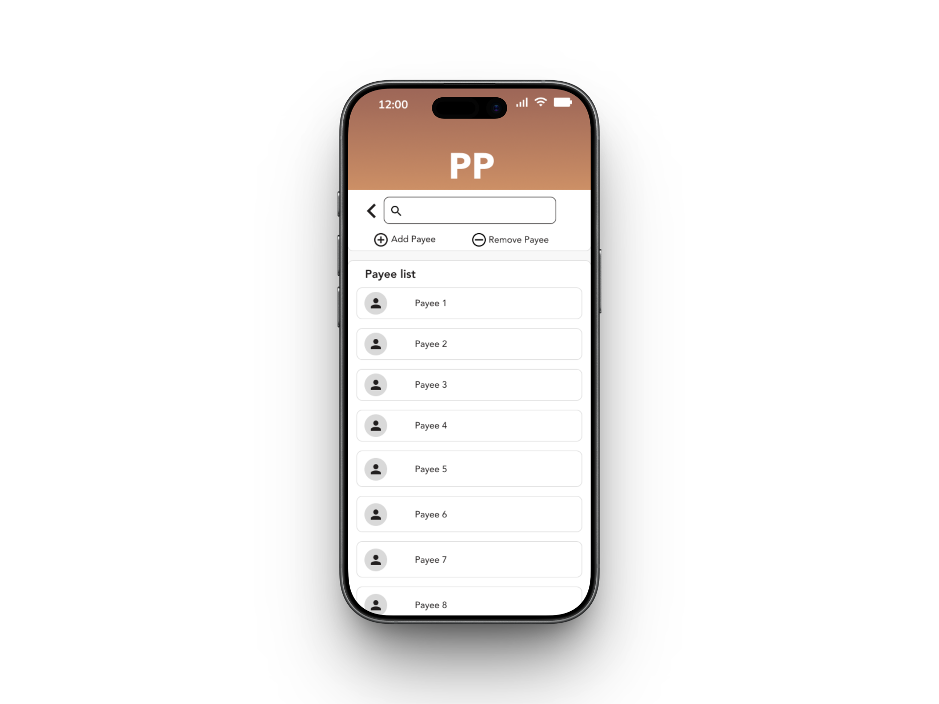 Step 3: Payee list; Your Network, Instantly Accessible 
The goal: User needs a frictionless way to locate a specific person without endless scrolling