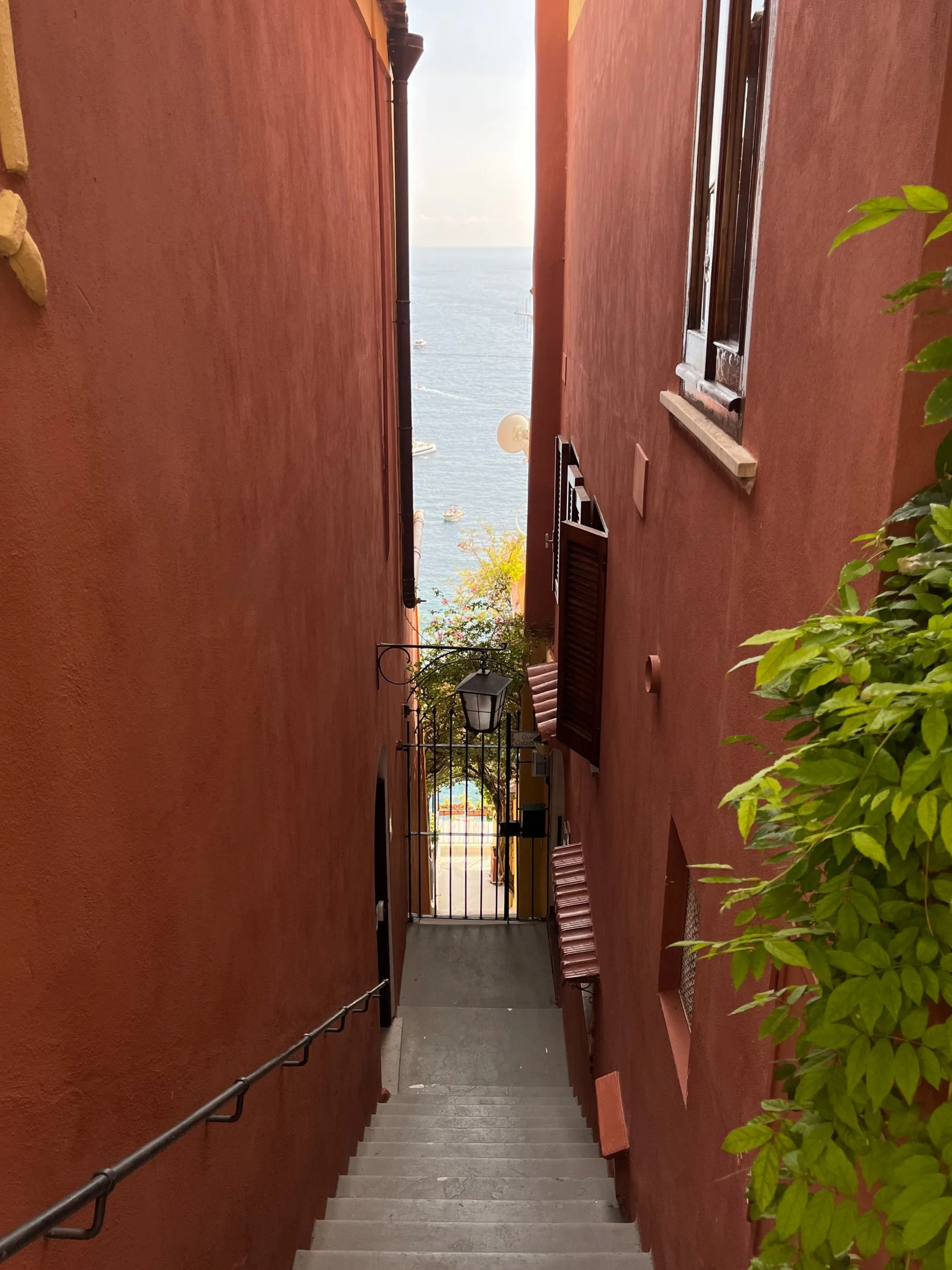 Down the stairs, to the sea in Positano, Italy.
