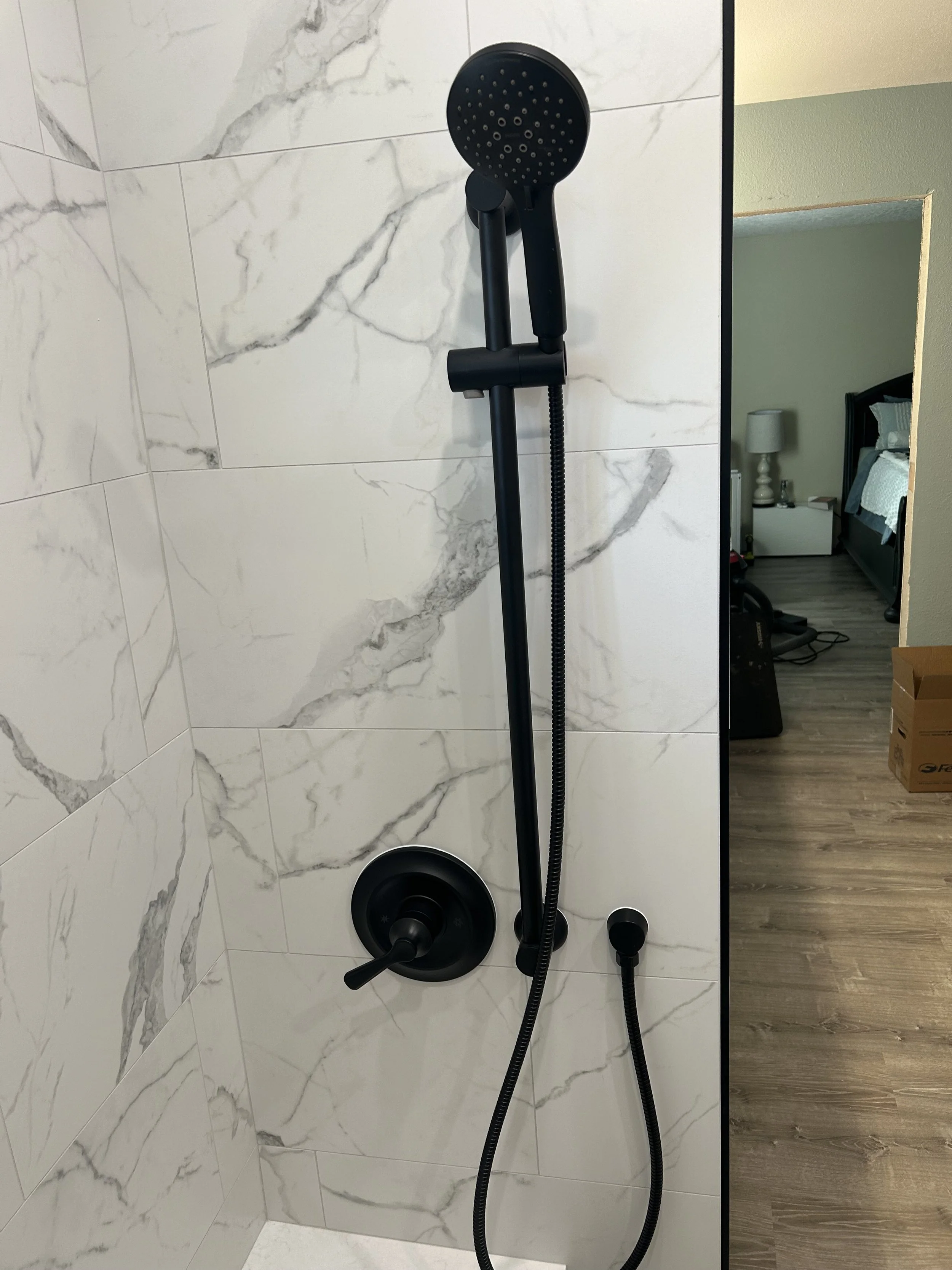 Installed handheld shower head