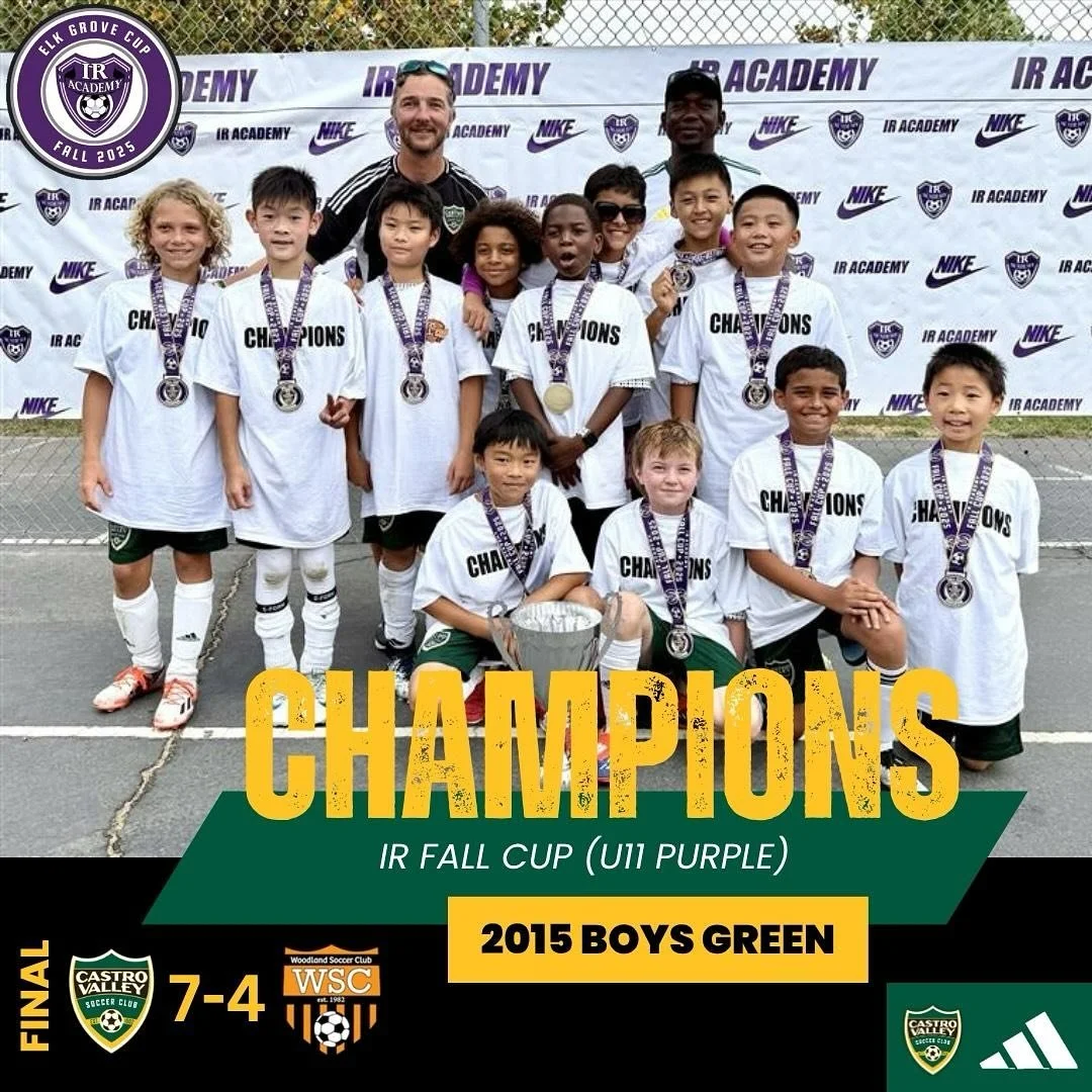 🎉⚽ Huge congratulations to our 2015 Boys Green team on winning the IR Fall Cup this weekend! 🏆🙌 Your hard work, teamwork, and determination paid off &mdash; we&rsquo;re so proud of you! 💚💛 #CVSC #2015Boys #FallCupChamps