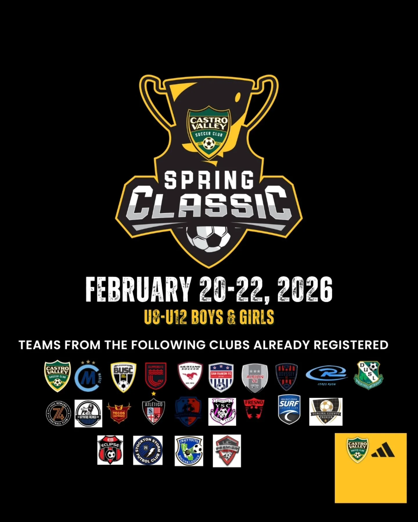 📢 NEW TEAMS ADDED 📢
Welcome @1974newarkfc @haywardyouthsoccer @eastbayeclipse @stocktonstorm @tracyunited, @ucpremier_ucysl 
Have you secured a spot for your team? 
2 weeks left to register. 
🔗 in bio
⚽️🏆 #springclassic