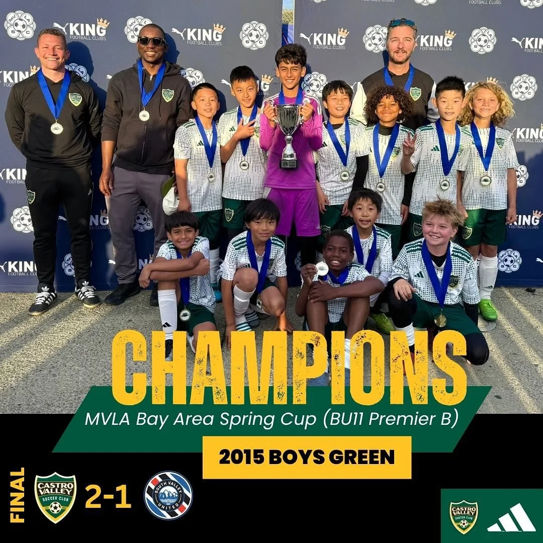 Congrats to our 2015 boys green team for taking home the championship at the MVLA Spring Cup -  Boys U11 Premier B. Great work boys and great work Coach Hunter! ⚽️🏆🏆🎉🎉