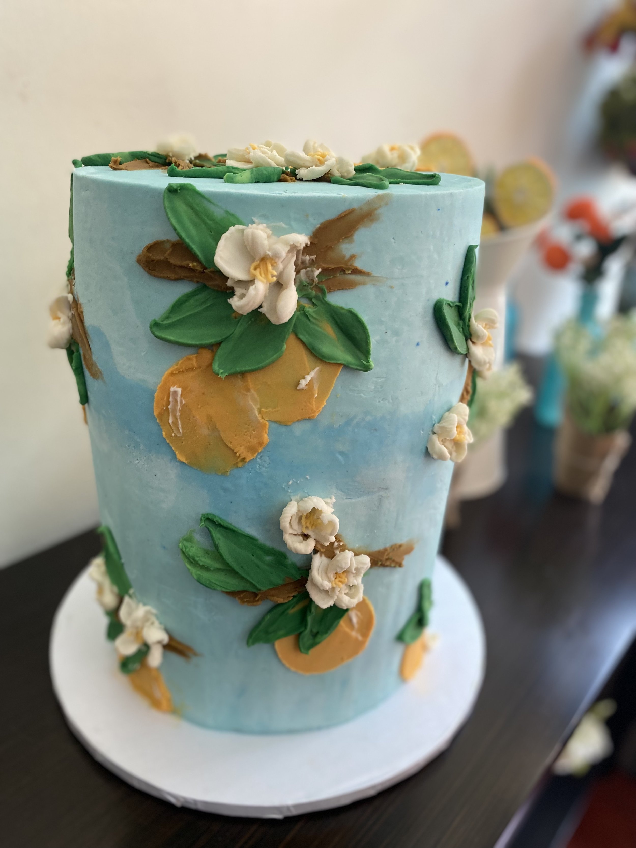 orange baby shower cake - solo side view.jpeg