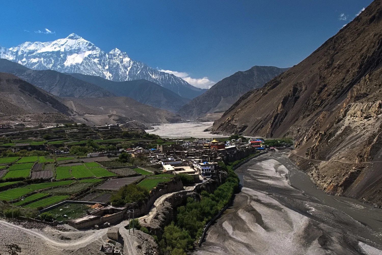Himalayan valley with terraced fields