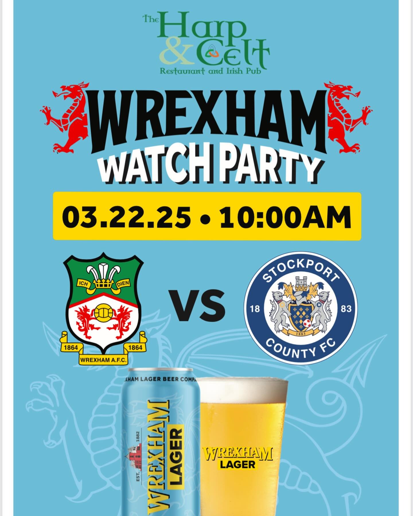 Come by this Saturday as we are hosting a Wrexham watch party! We will be serving up the new Wrexham Lager!🍺 Come out and support Wrexham against Stockport County in a massive match for promotion. @wrexham_afc