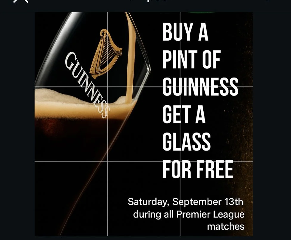 Catch all the Premier League matches this Saturday, September 13th at your home for soccer &mdash; The Harp &amp; Celt Irish Pub!

Buy a pint of Guinness and receive a FREE Premier League glass &mdash; while supplies last! (Limited glasses available,