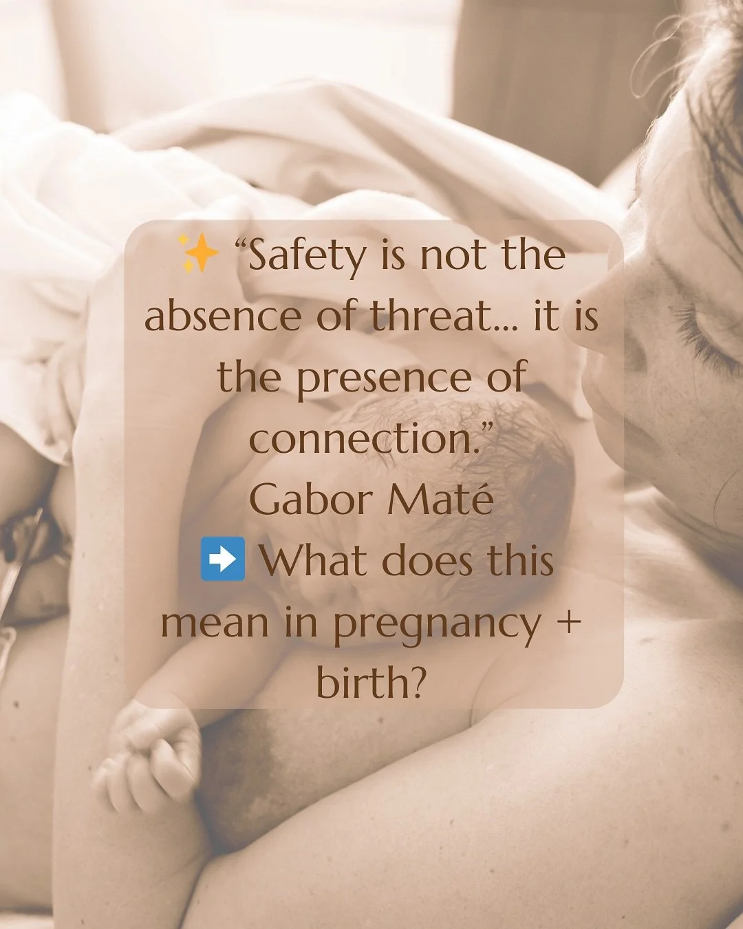 &ldquo;Safety is not the absence of threat&hellip; it is the presence of connection.&rdquo; &ndash; Gabor Mat&eacute; ✨

So often in pregnancy, safety is defined by tests, scans, and risk assessments and repeating and repeating until something is fou