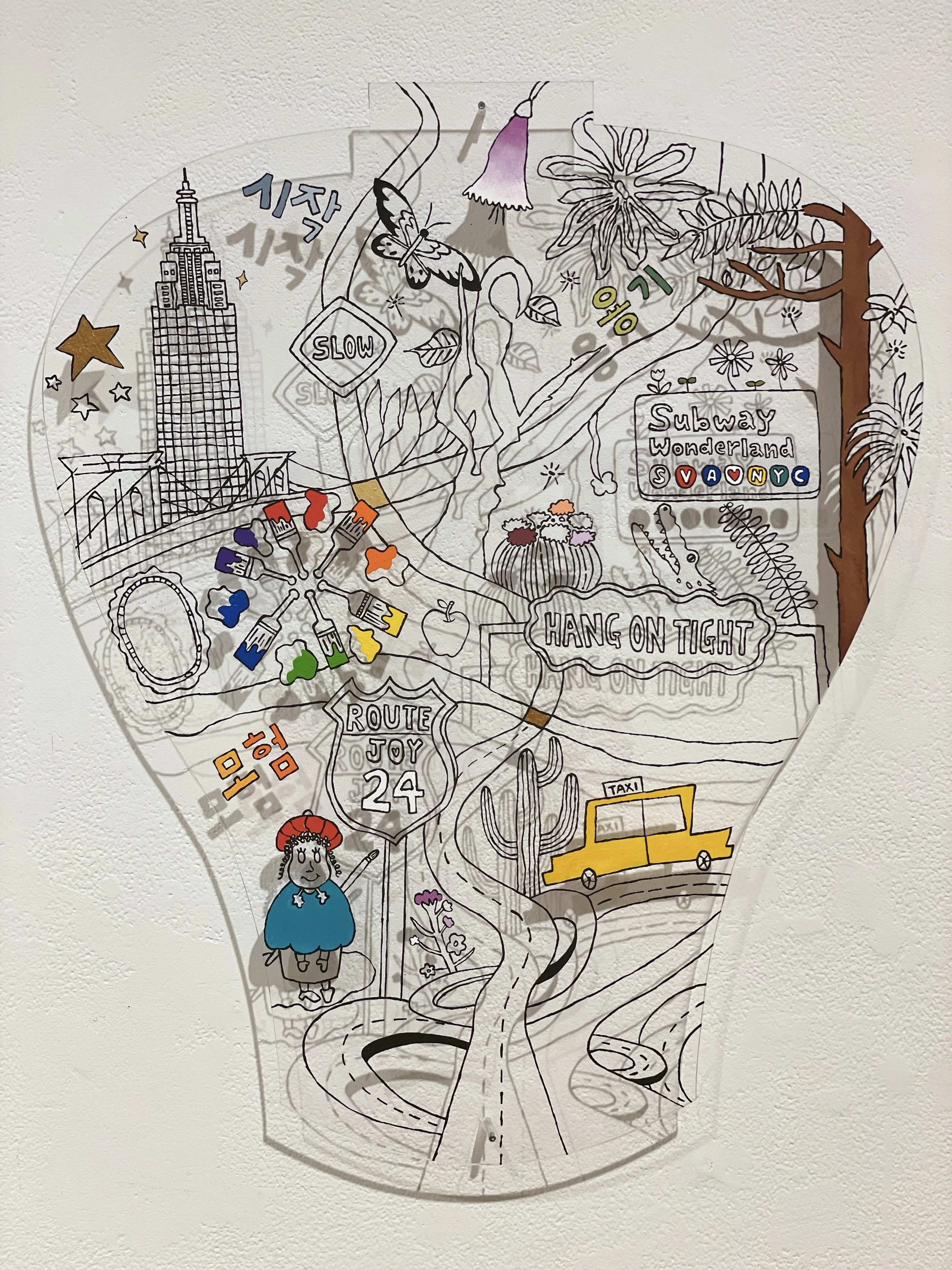 New Journey (Jar X), 22.5”x18”, Gouache on Acrylic