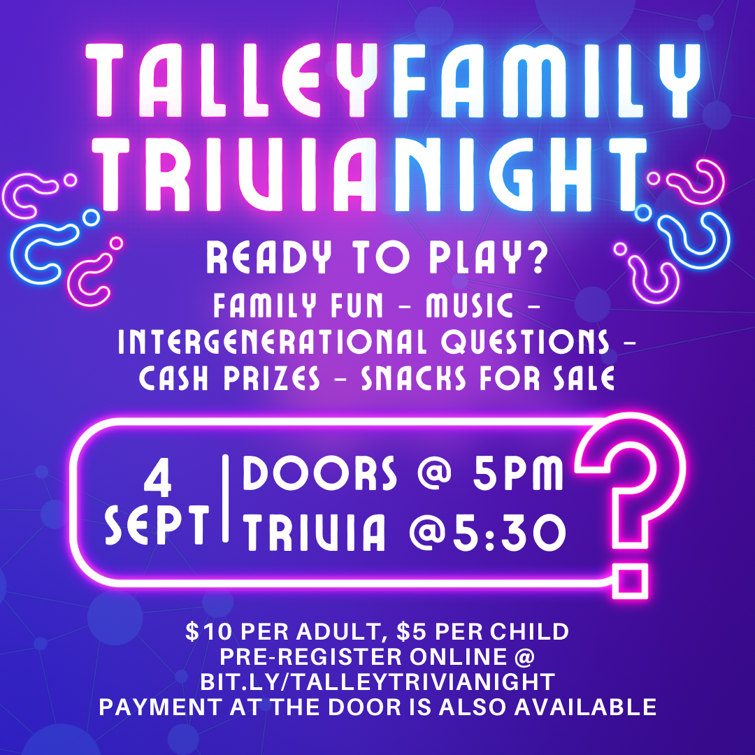 Bring your family to Talley’s Family Trivia Night 2025