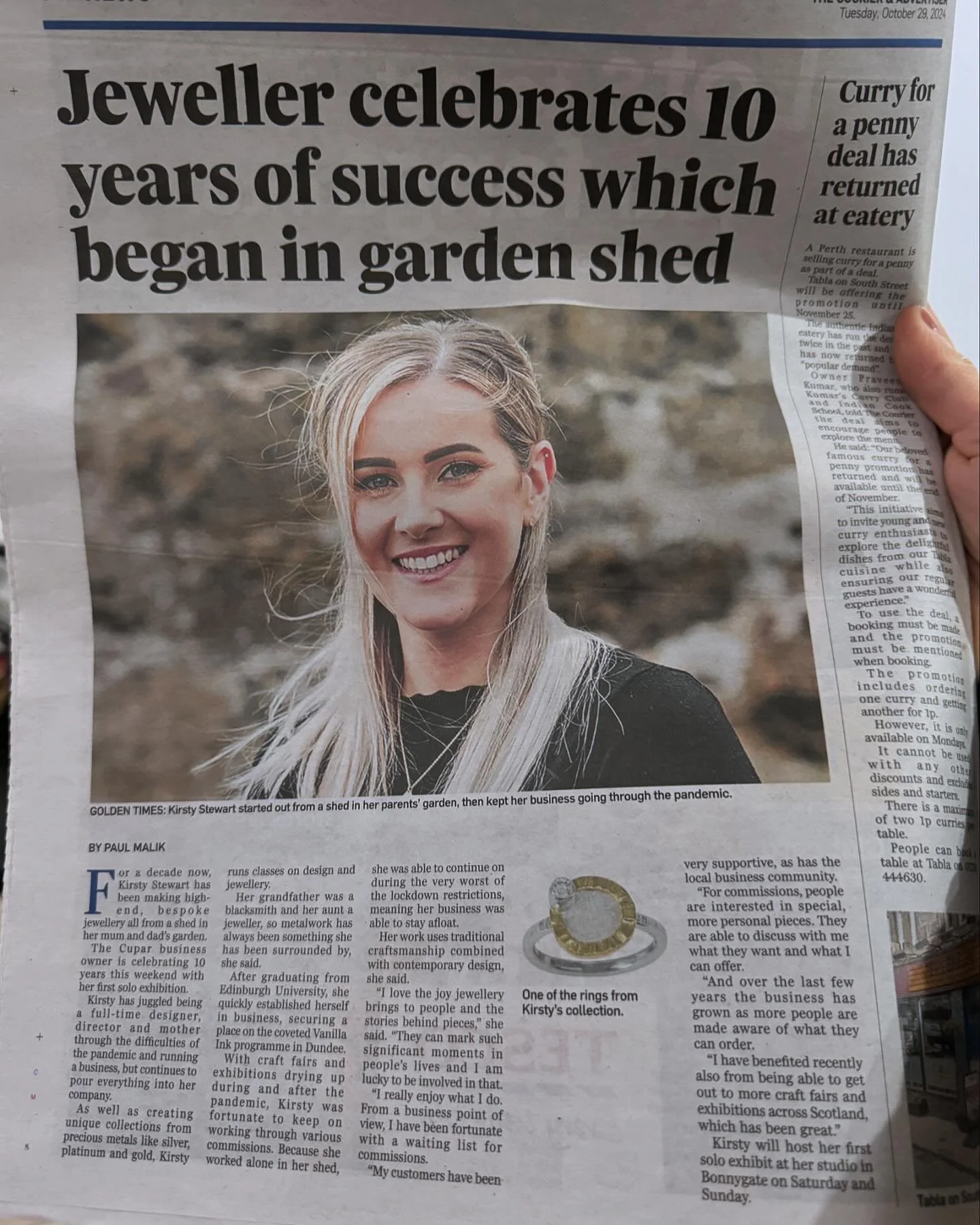 Did you spot KSJ in the Fife @thecourier.uk today? 
Only 4 sleeps to go…🥂🎂🔟💍
The Ivy Room
@58bonnygate 
2nd & 3rd Nov 
10am-5pm both days 
#KSJ10 #kirstystewartjewellery #letscelebrate #10yearsinbusiness #smallbusiness #womeninbusin