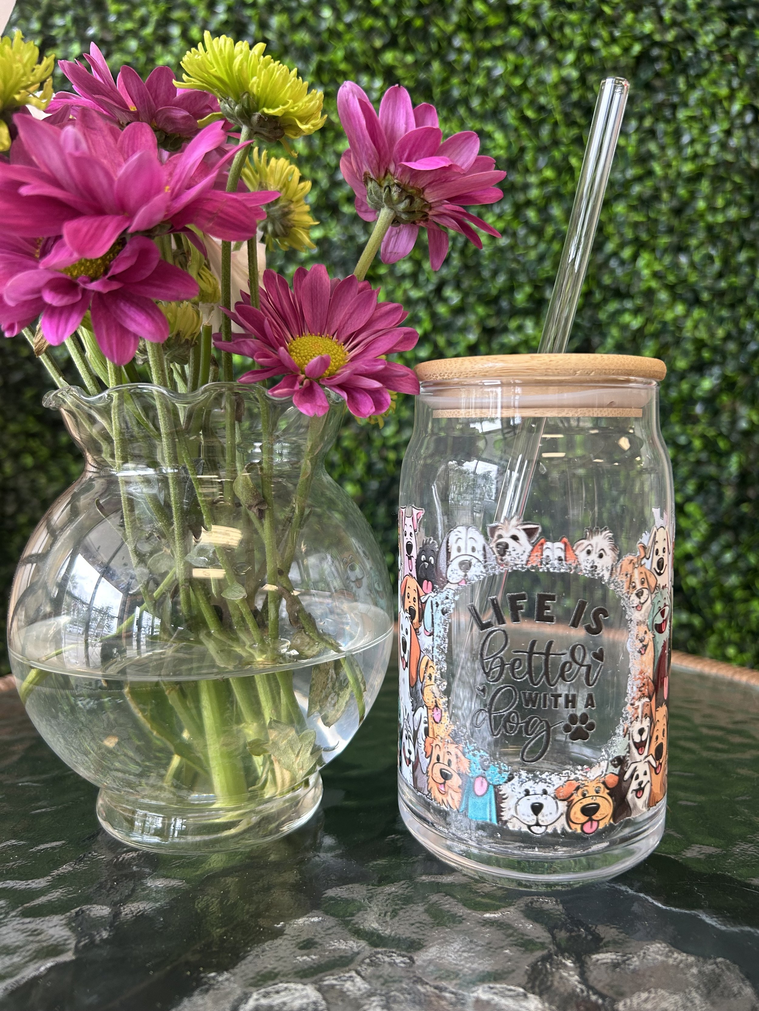 Life is better with Dogs Glass Tumbler
