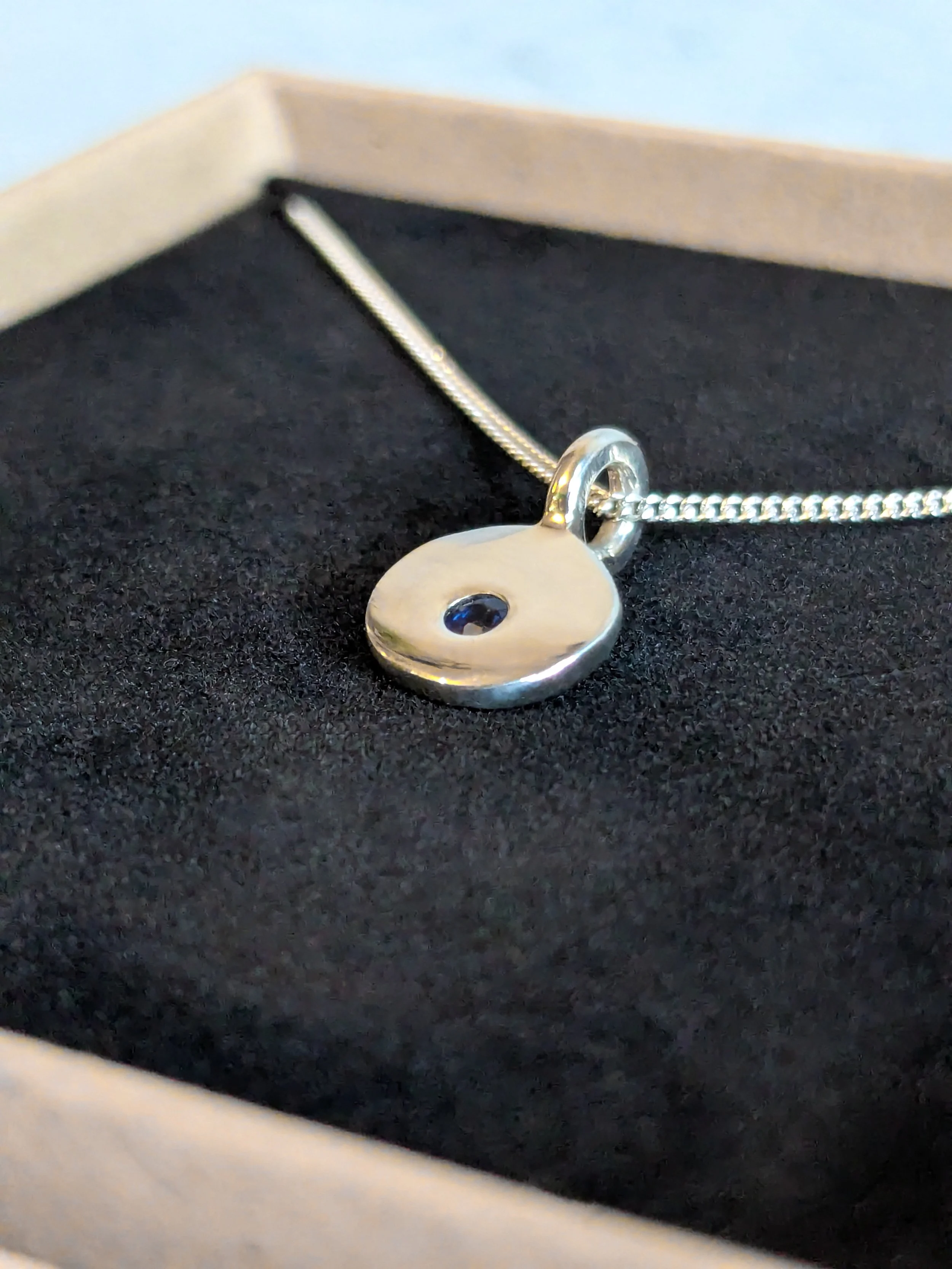 Delicate Silver Sapphire Necklace