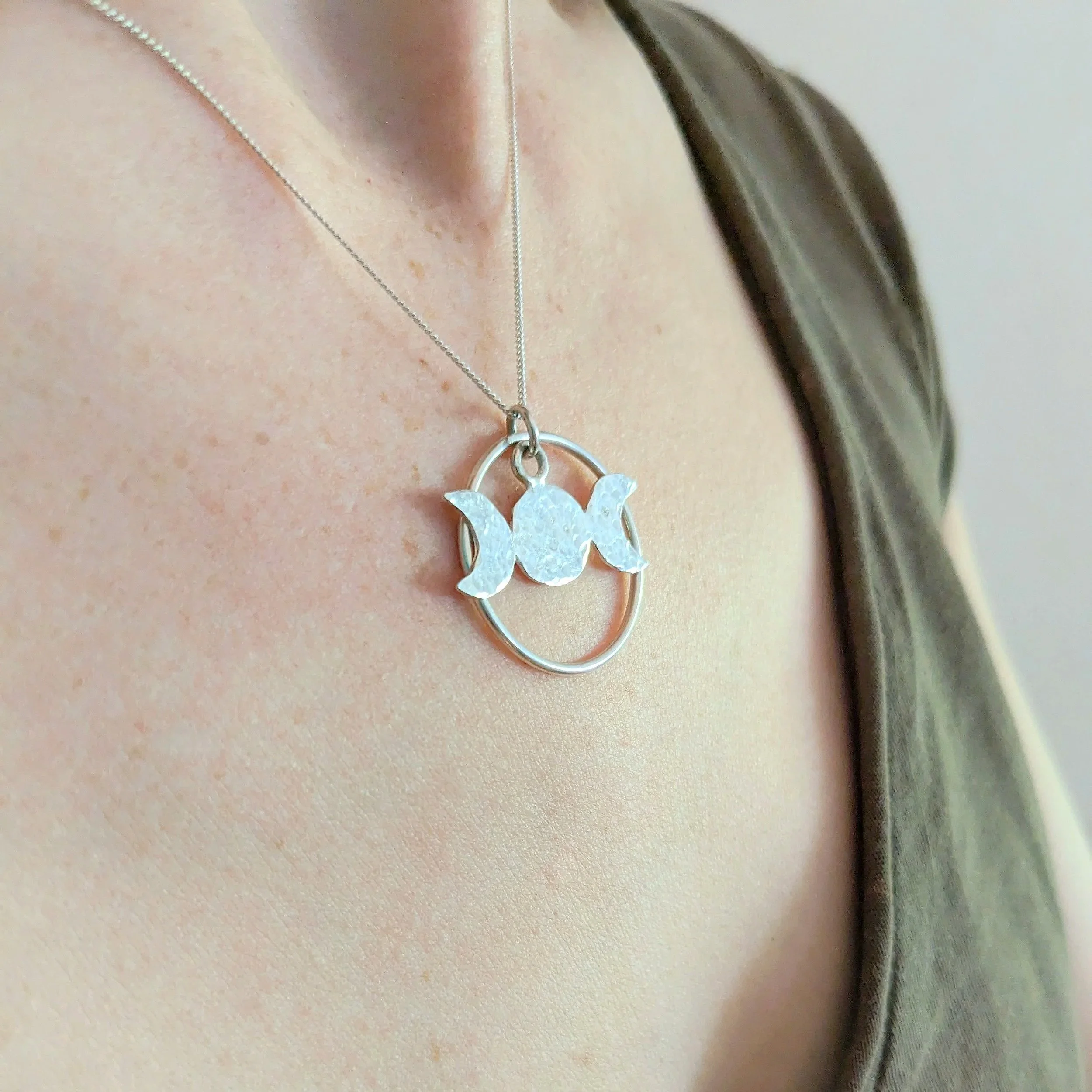 Triple Goddess Moon Necklace