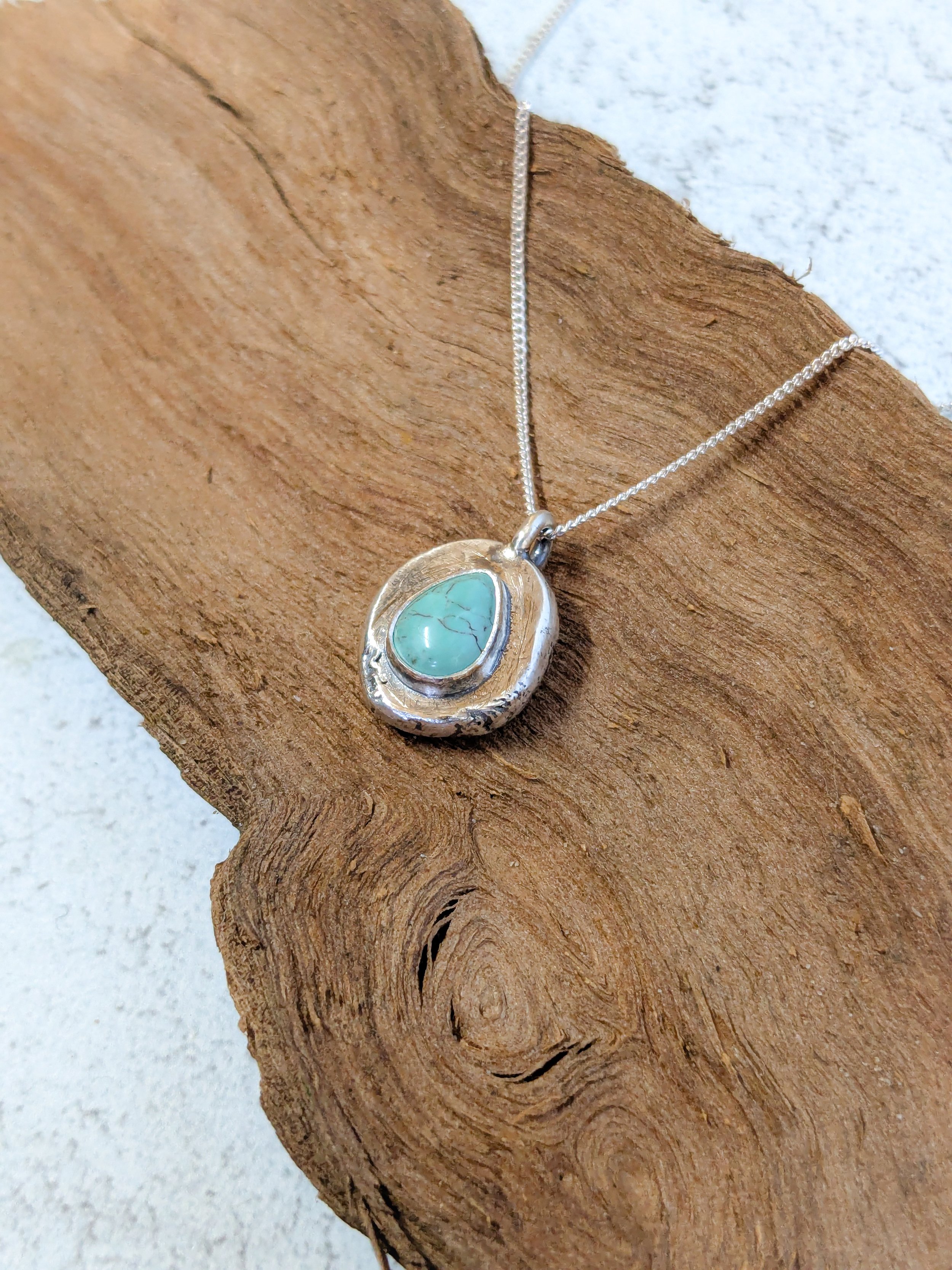 Teardrop Turquoise Silver Necklace