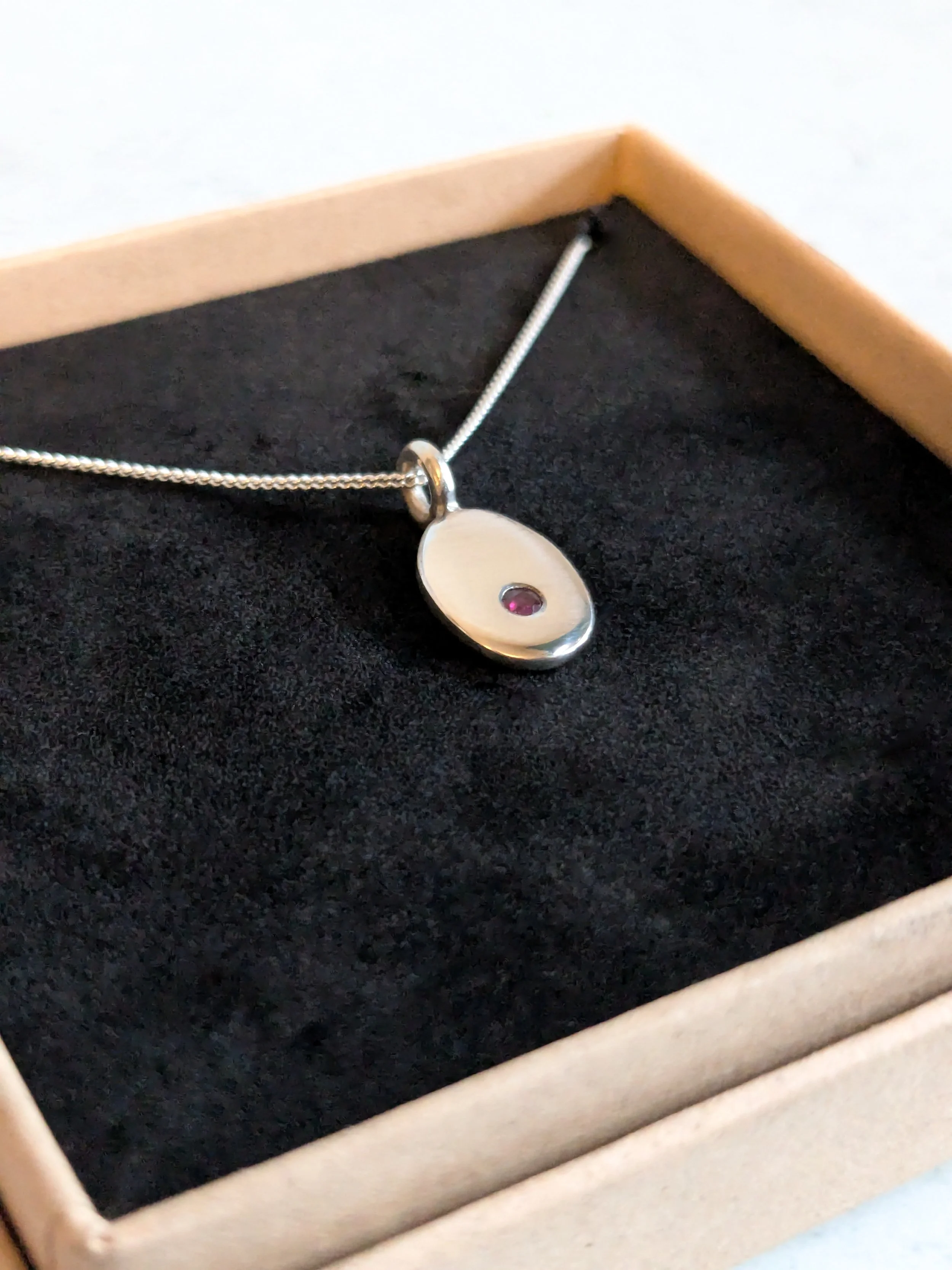 Pink Ruby Silver Necklace