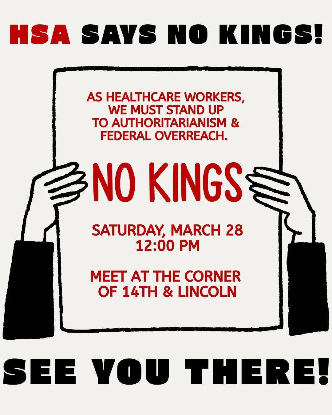 Are you a resident/fellow/healthcare worker? RSVP to HSA's No Kings Day activities at the link in our bio!