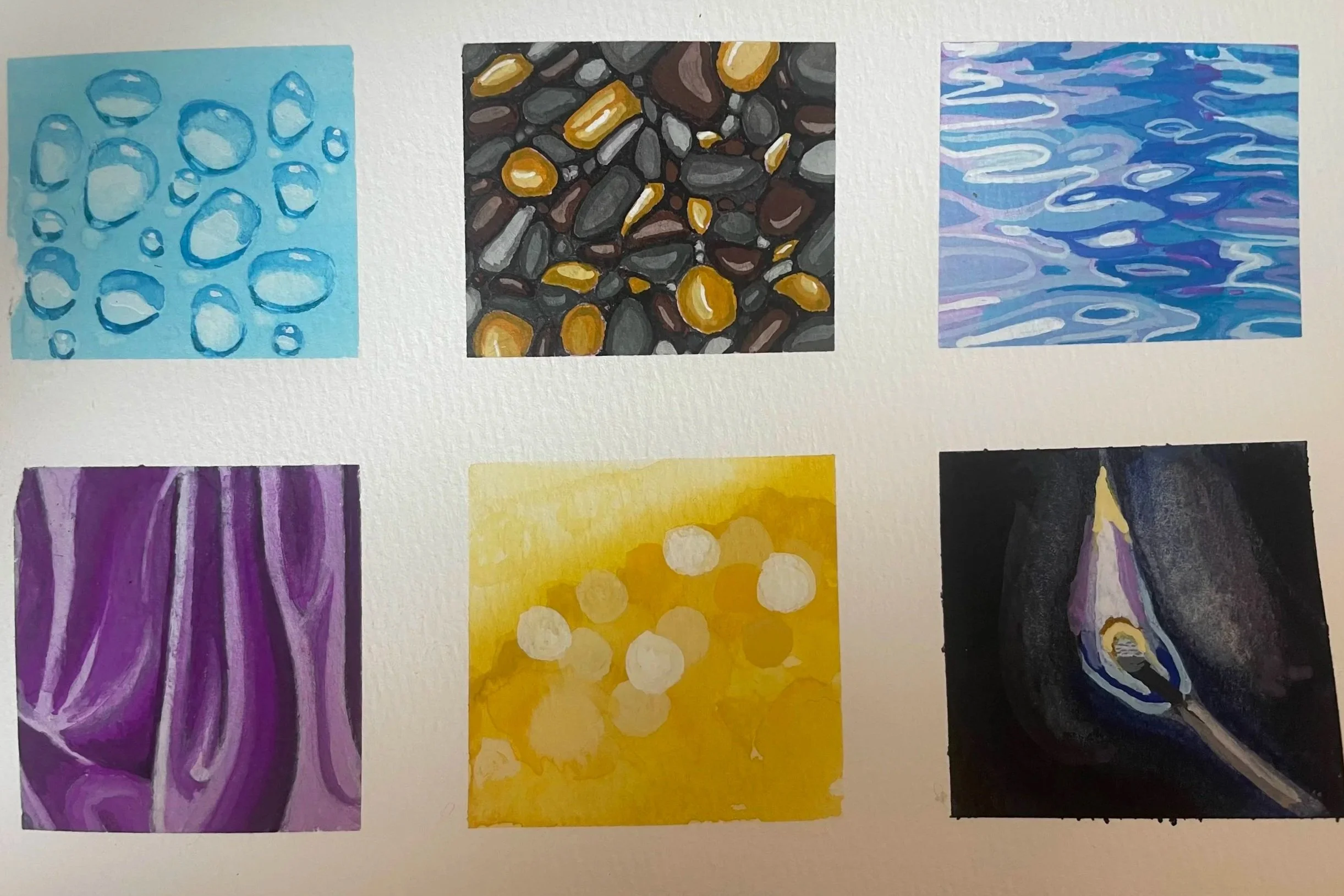 "A Study in Textures," gouache