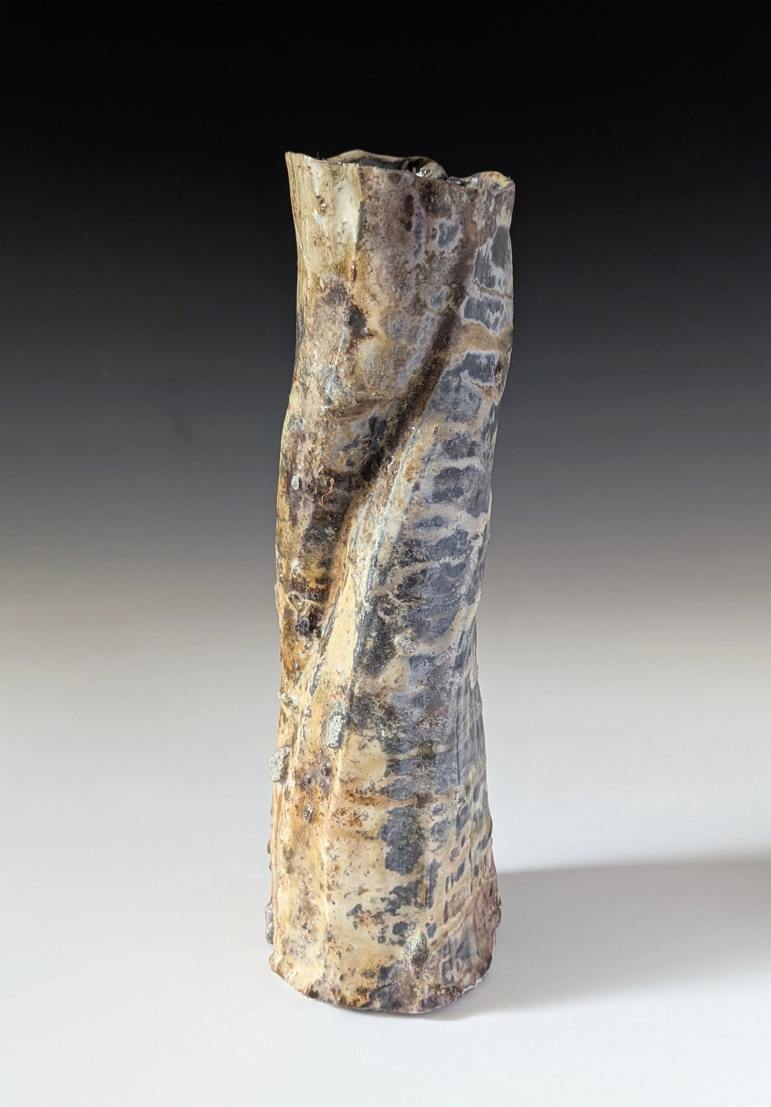 Twisted Vase - Porcelain with Soda and ash glaze, 34cm high