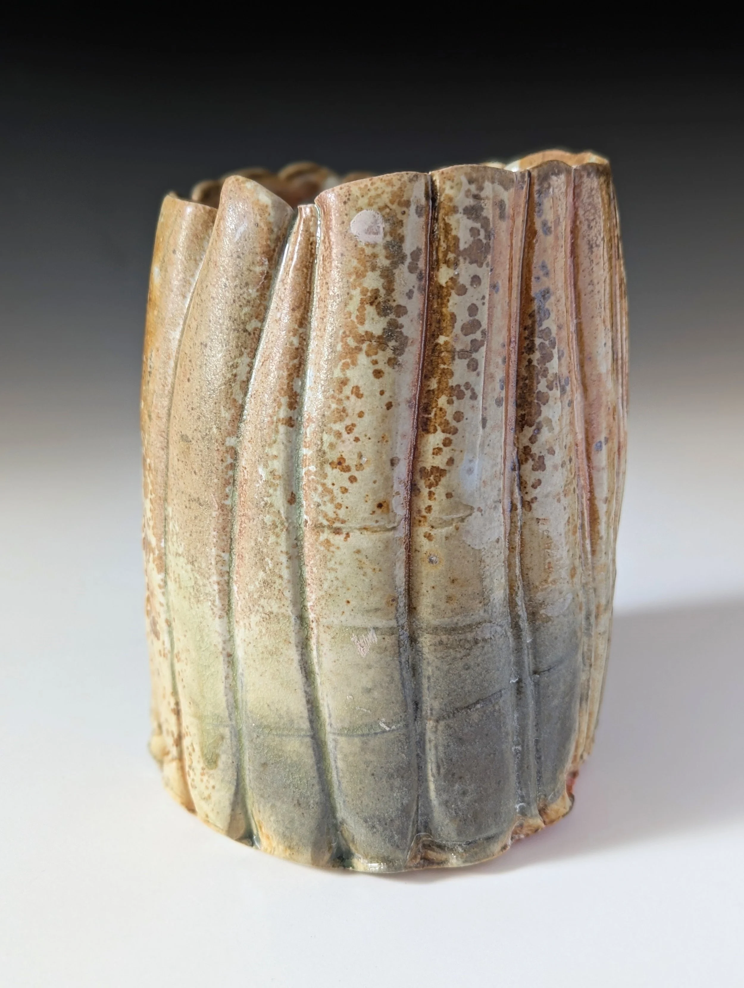 Vase - Wood-fired porcelain with natural ash glaze, 24cm high