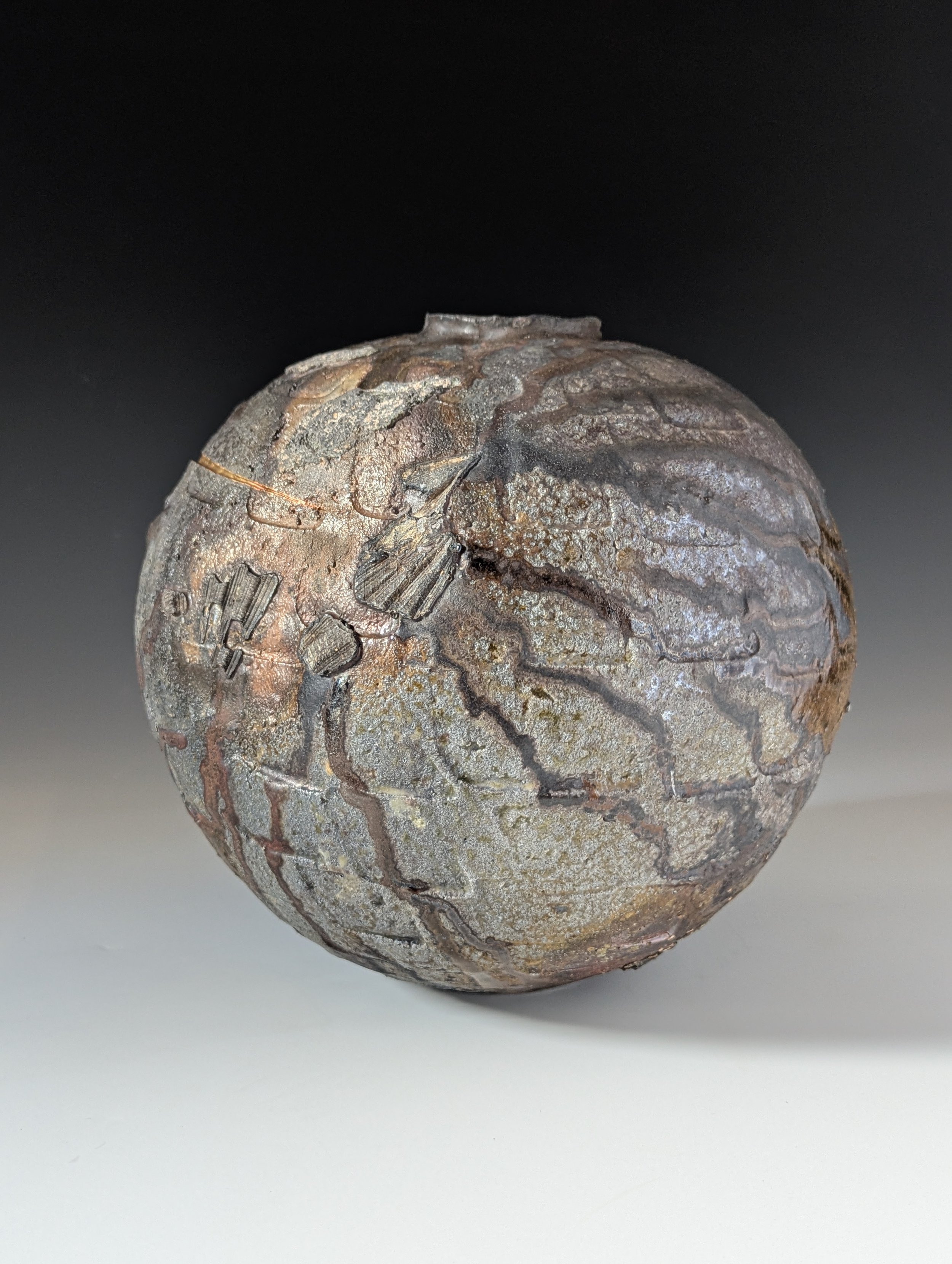 Stoneware Jar - twice fired with ember and ash glaze, 32cm high