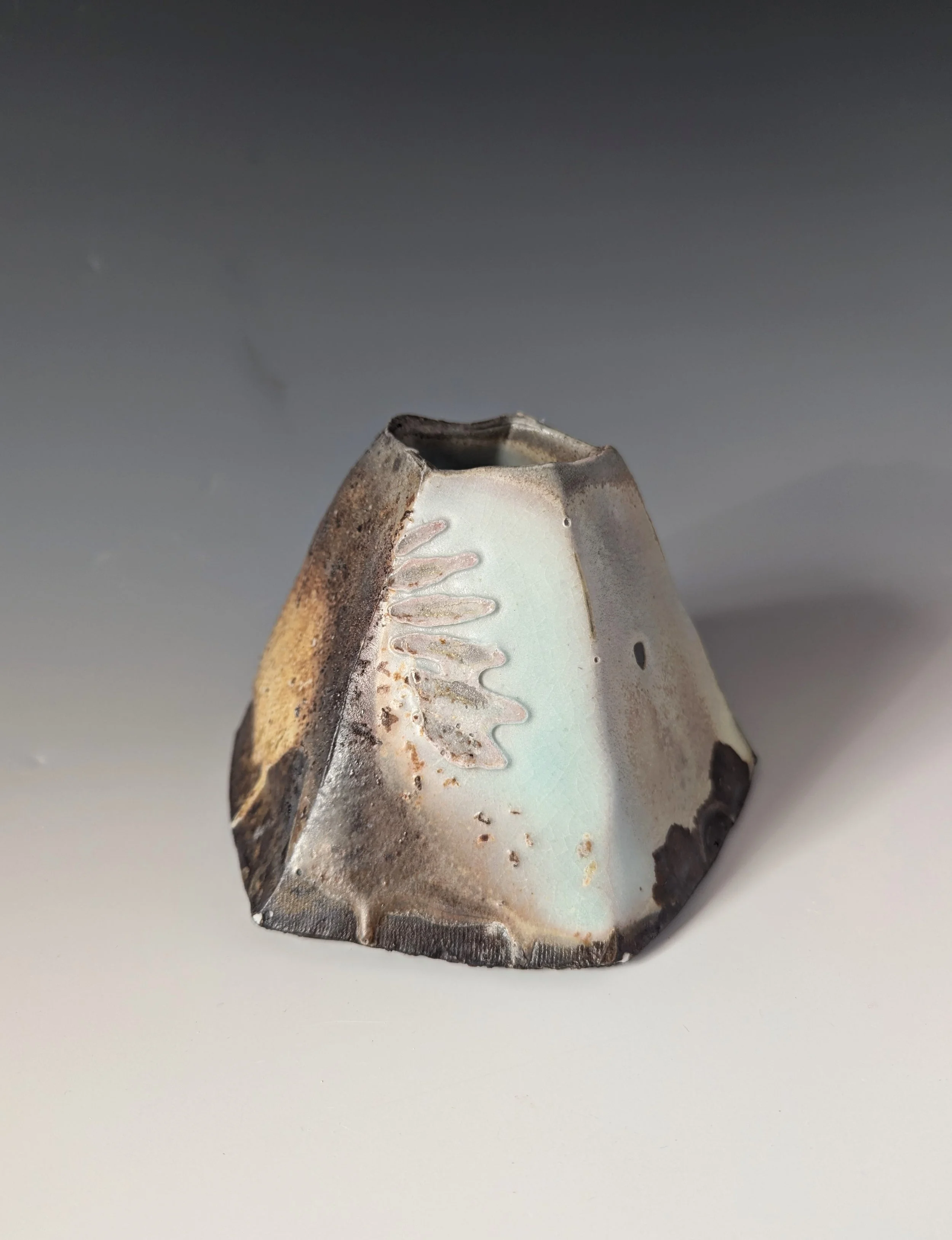 Pentagon Vase - Wood-fired with feldspathic glaze, height 15 cm 