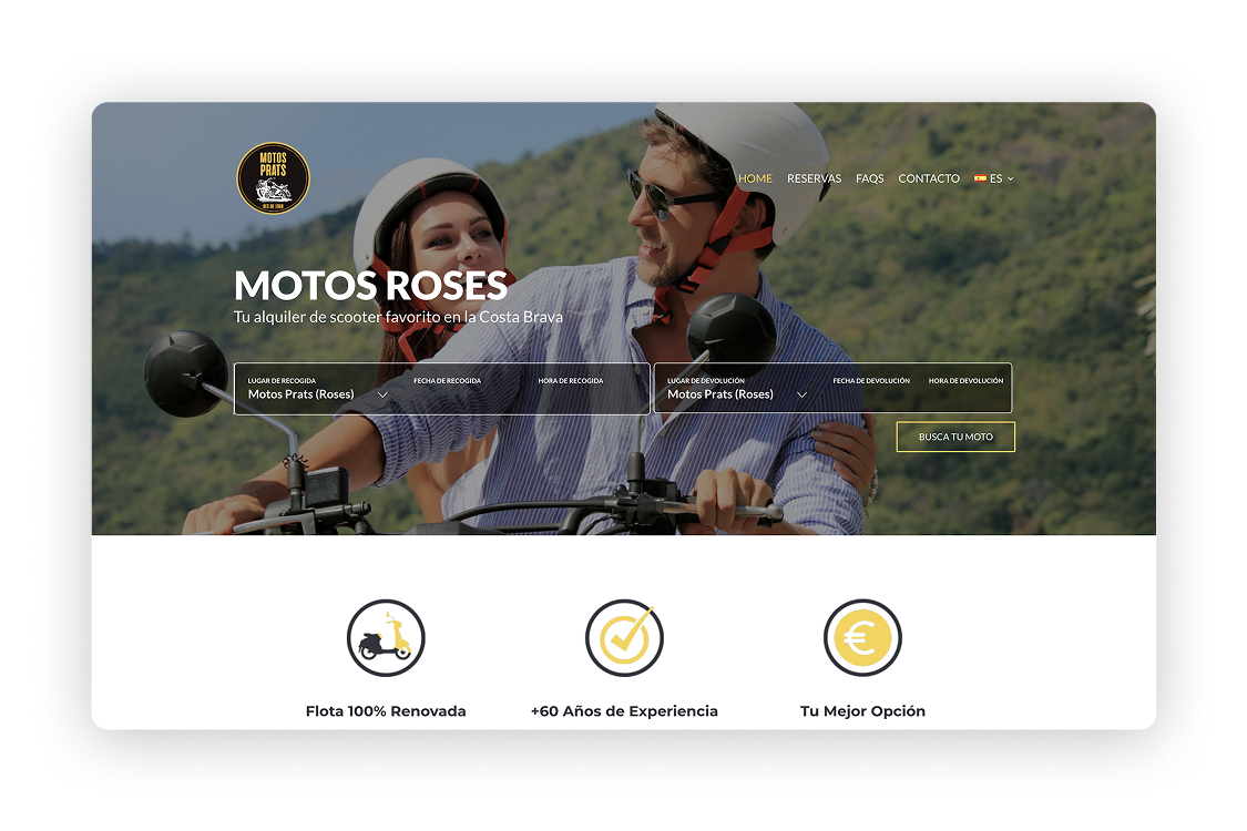 diseño web alquiler de motos y coches
