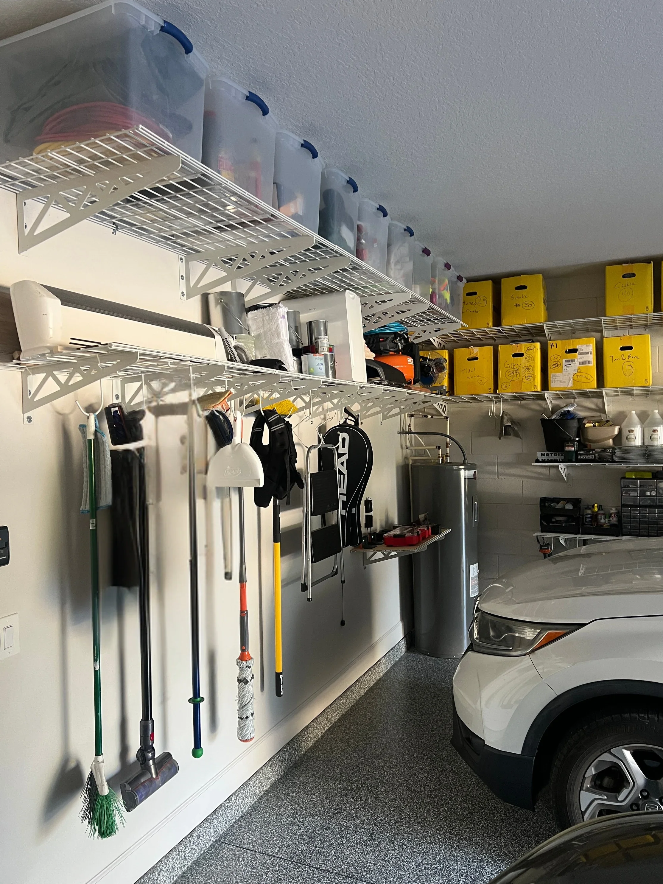 Wall Mounted shelving on garage wall