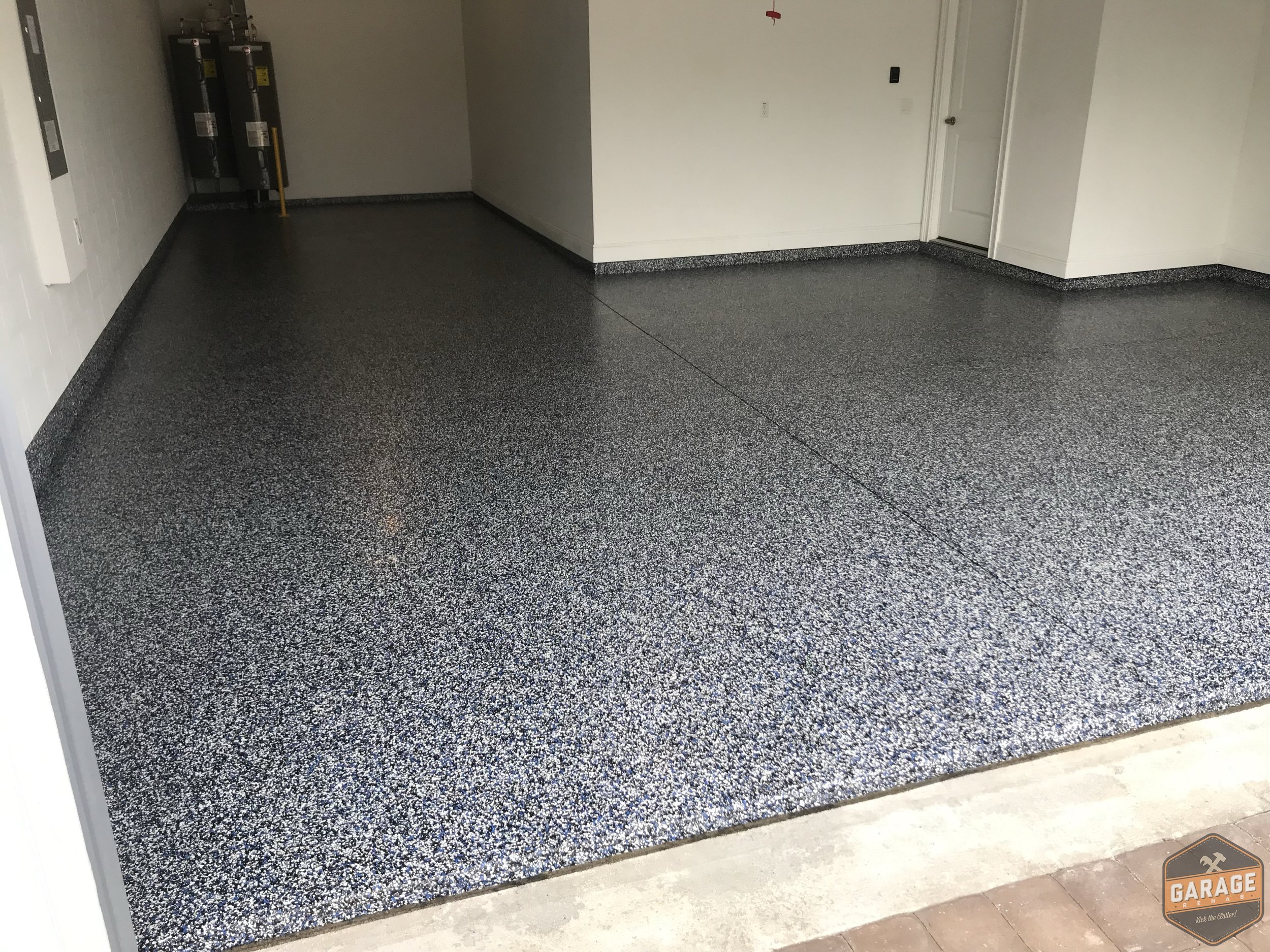 Epoxy floor coating touch of blue color