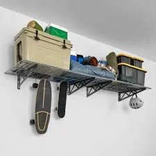 Garage wall mounted storage with hooks