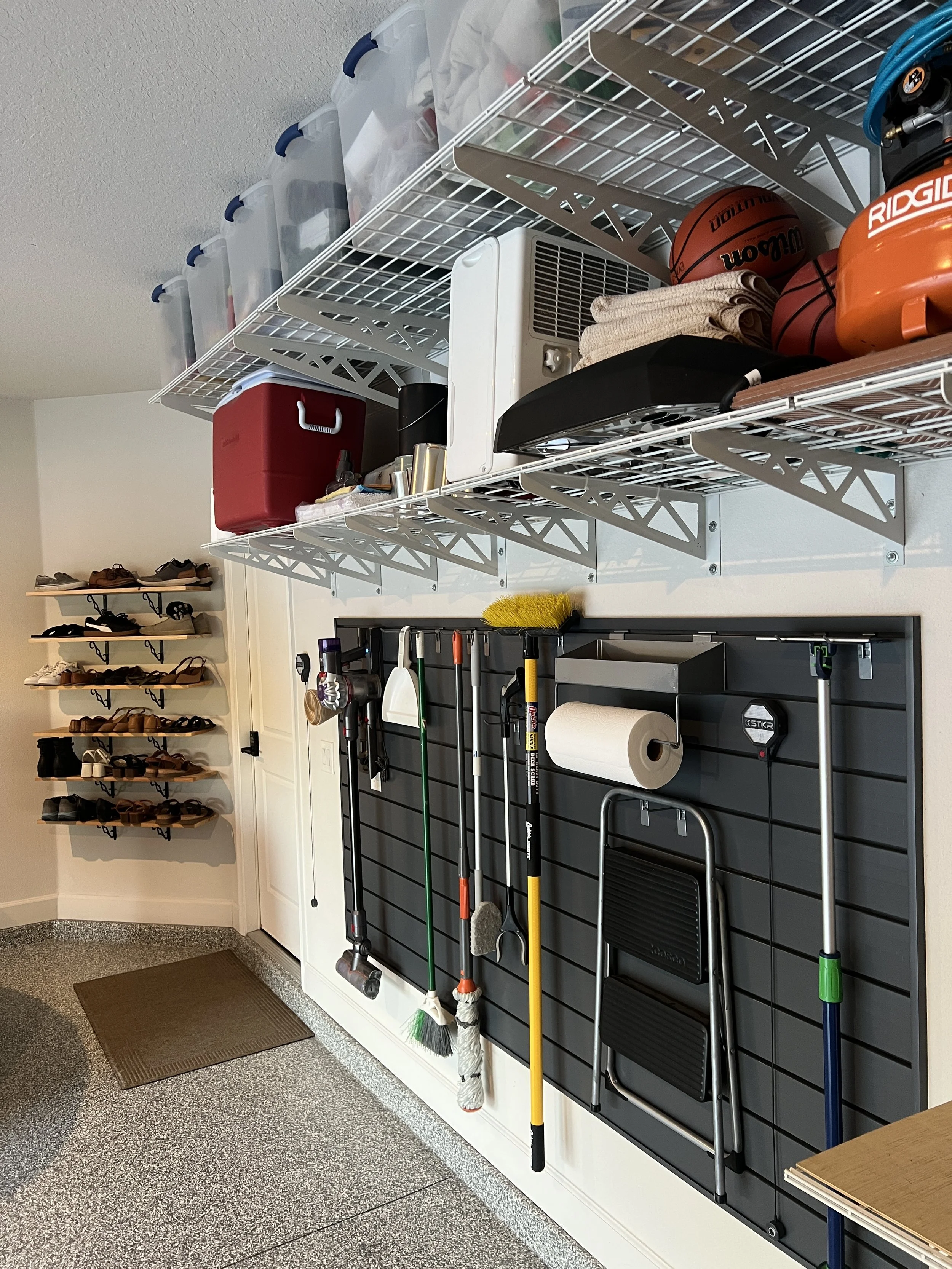 Wall Mounted shelving on garage wall